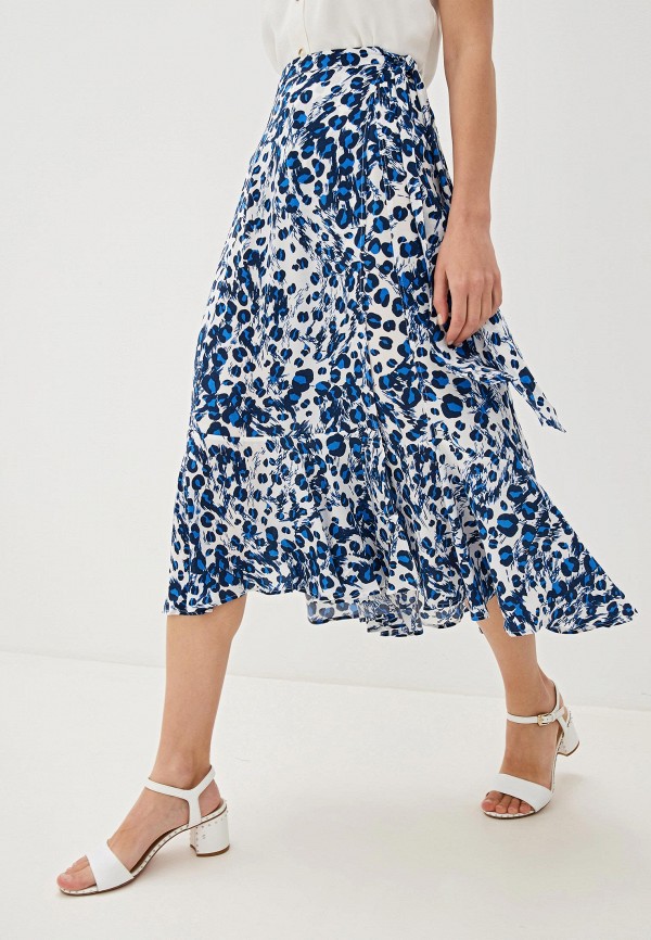 

Юбка Whistles, Синий, BRUSHED LEOPARD WRAP SKIRT