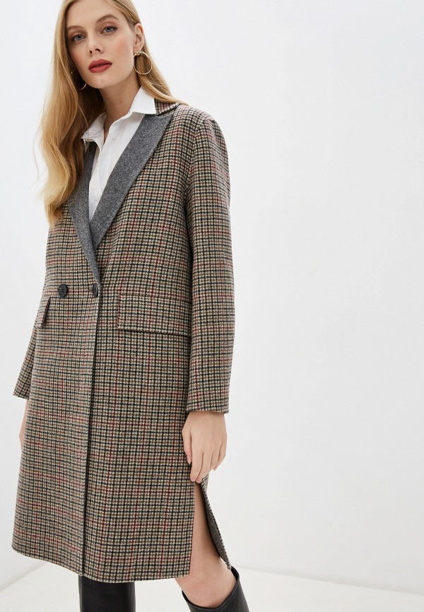 

Пальто Whistles, Бежевый, CHECK DOUBLE FACED WOOL COAT