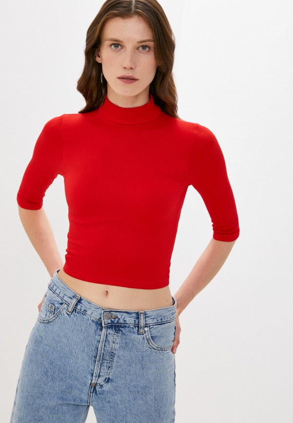 Водолазка Mademoiselle 9049 Crop top Rib,light red (алый)