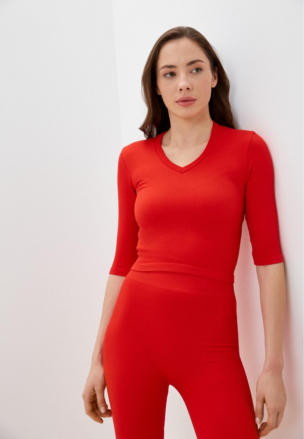 Лонгслив Mademoiselle 9045 Crop top Rib,light red (алый)