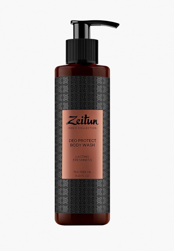 

Гель для душа Zeitun, защитный с антибактериальным эффектом для мужчин с маслом чайного дерева, Прозрачный
