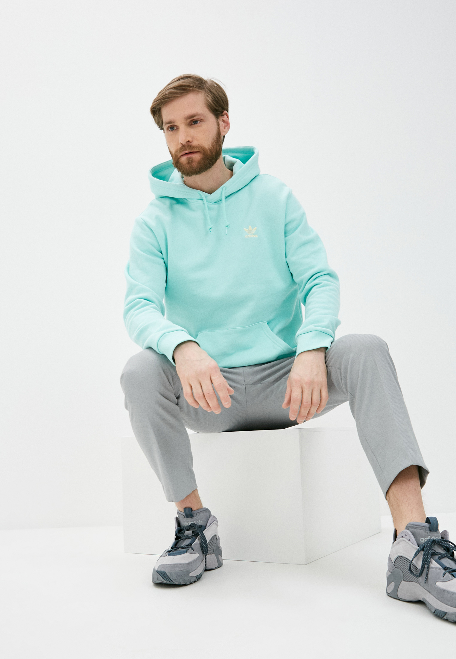 Толстовка мужская Adidas Originals (Адидас Ориджиналс) GN3391 цвет  бирюзовый купить за 4840 руб.
