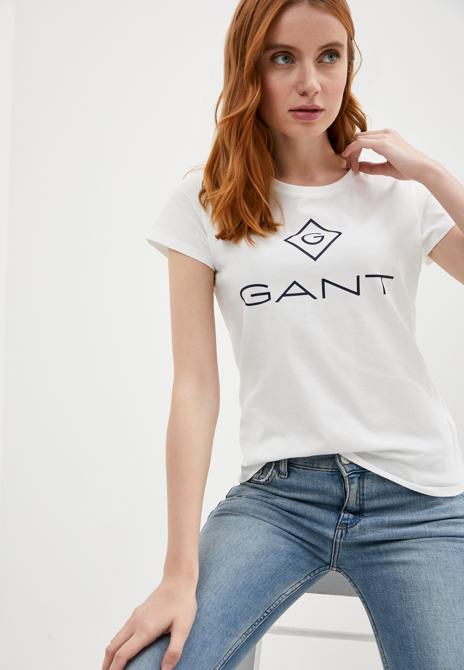 светлая футболка женская. девушки gant 2022. майка гант белая. гант женские футболки. 2803 футболка.