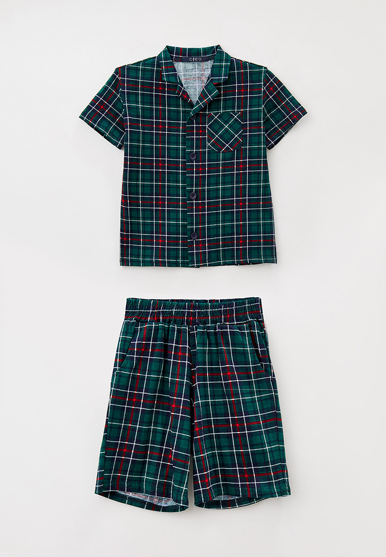 Пижамы для мальчиков Cleo 2044/зеленый,клетка-110-116