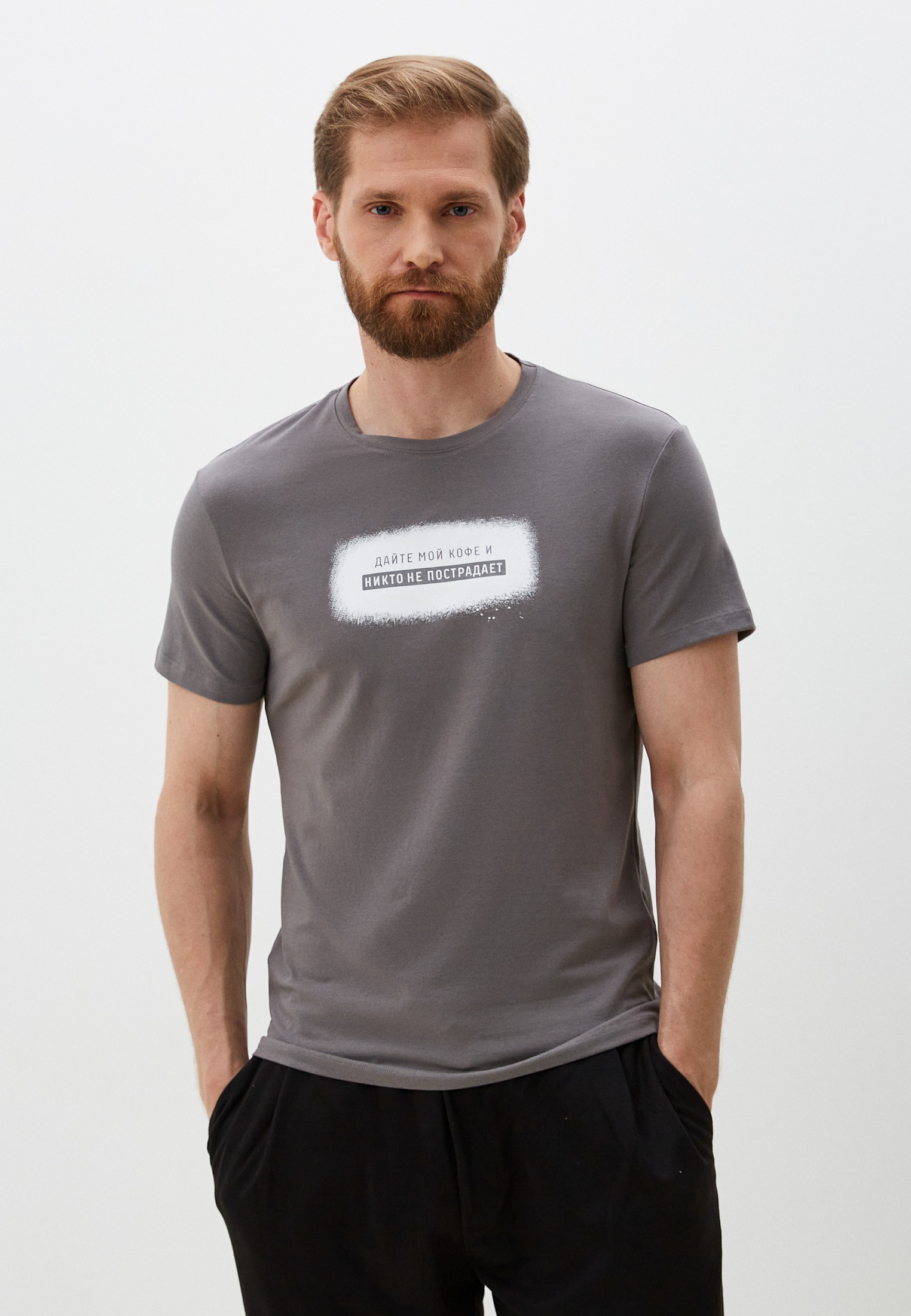 Футболка с коротким рукавом MARK FORMELLE 111774/24-4120П-5/темно -серый печать