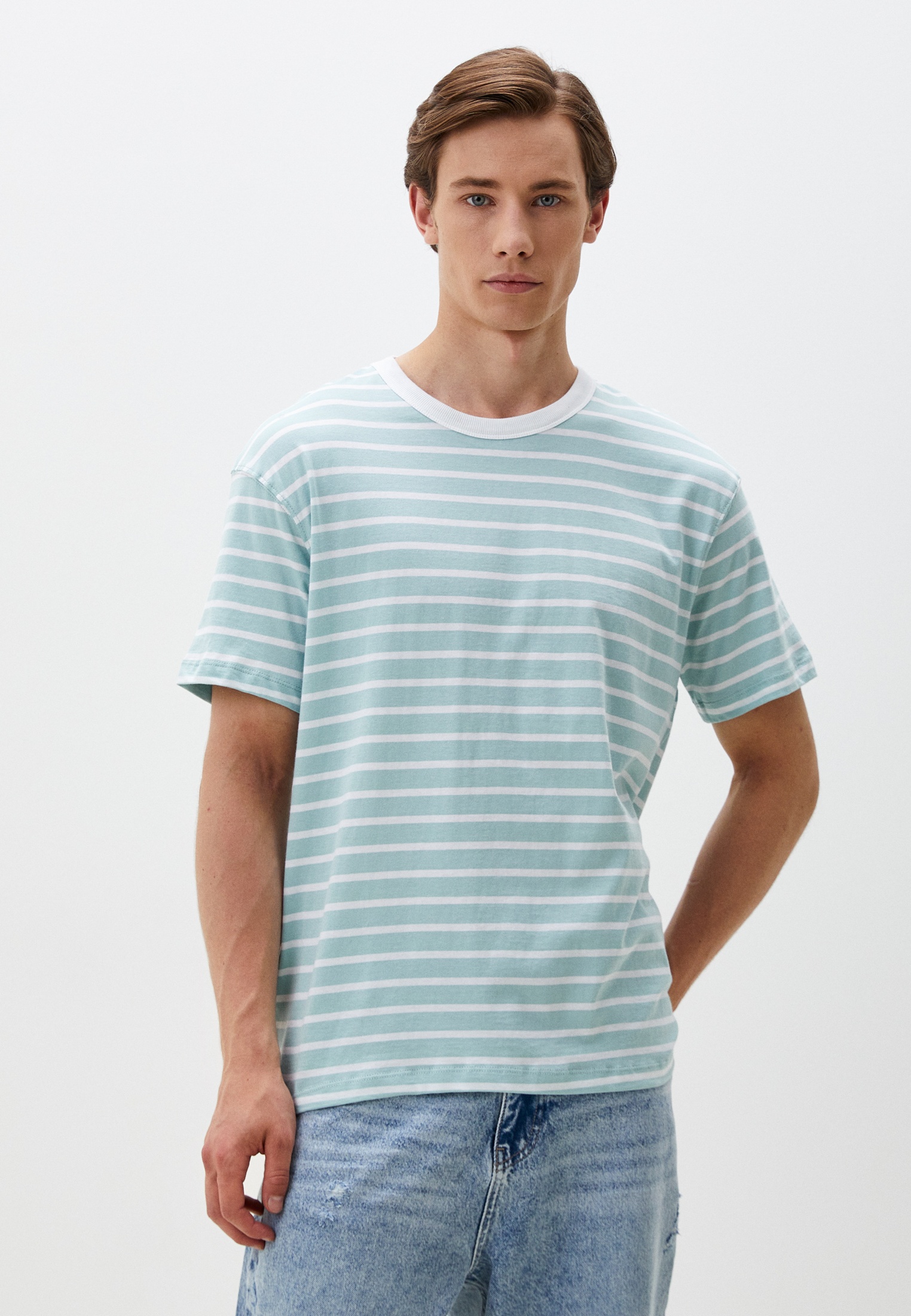 Футболка с коротким рукавом MARK FORMELLE 111785/24-4124П-0/белполоснапыл-бирюз1