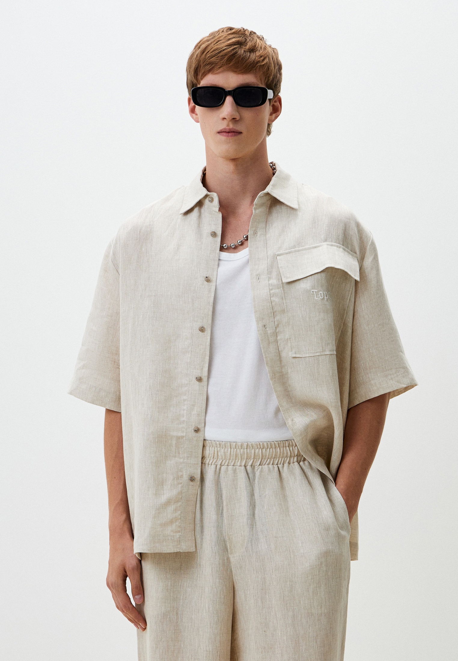 Рубашка с коротким рукавом Topclo TC_SS203/BEIGE-M