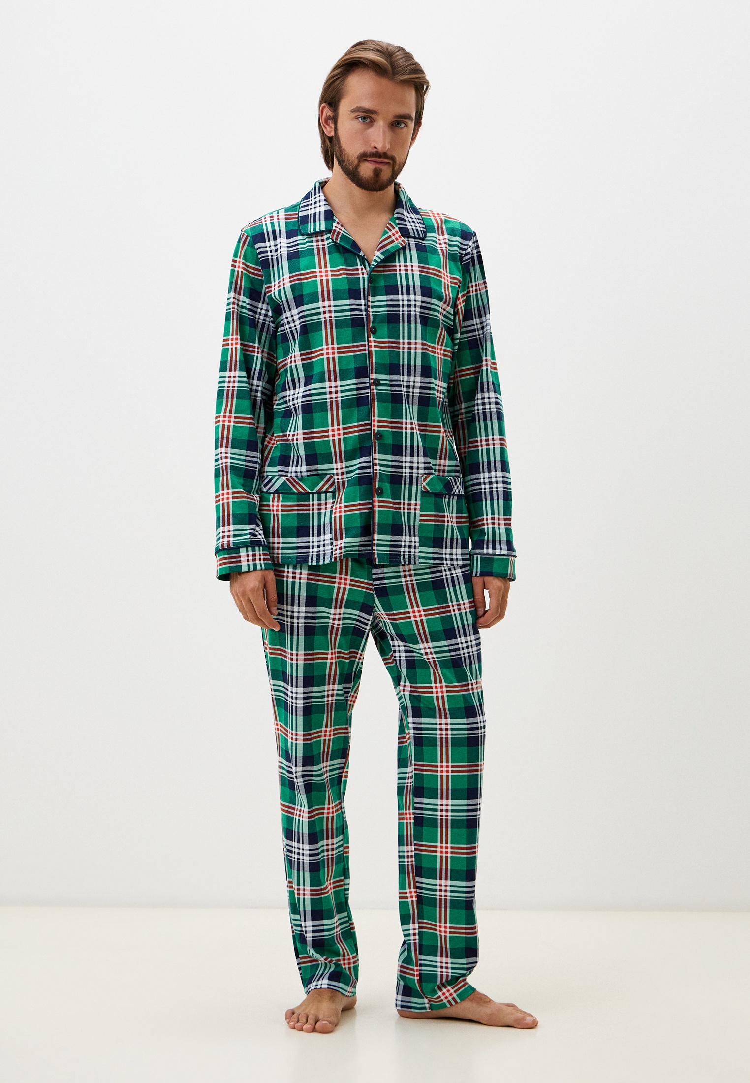 Пижама Cleo 1521/зеленый,клетка-48