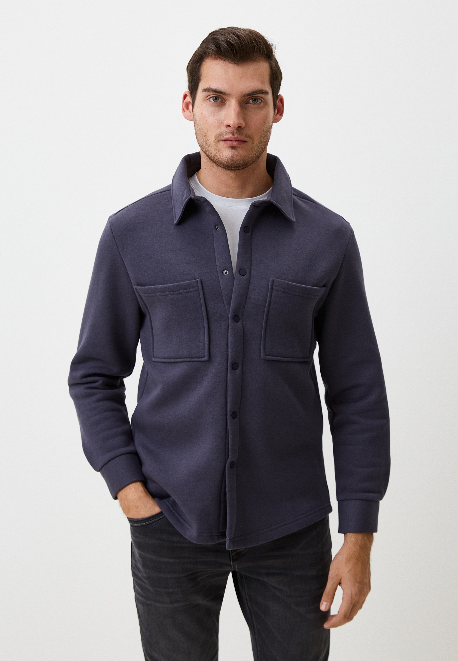 Рубашка с длинным рукавом MARK FORMELLE 121189/1/24-3861Ц-7П/серо -синий