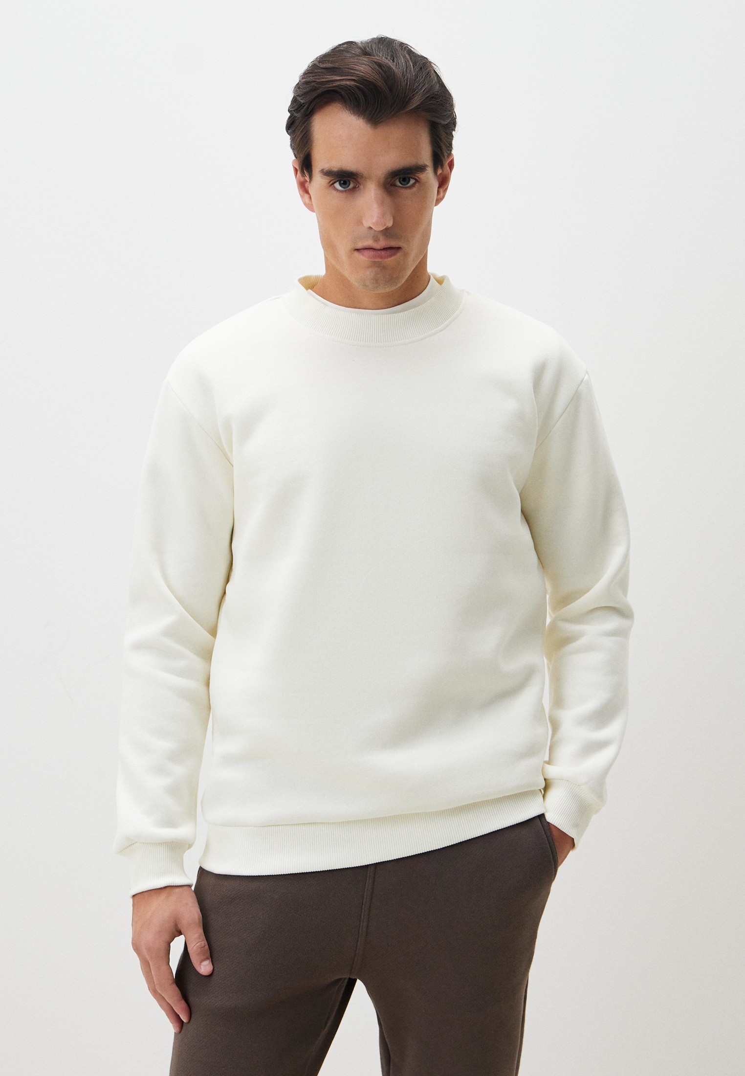 Мужские свитшоты Modjimoda СВИТШОТ-МУЖСКОЙ-ОВЕРСАЙЗ-НАЧЕС-БЕЛЫЙ-ТЕПЛЫЙ-S