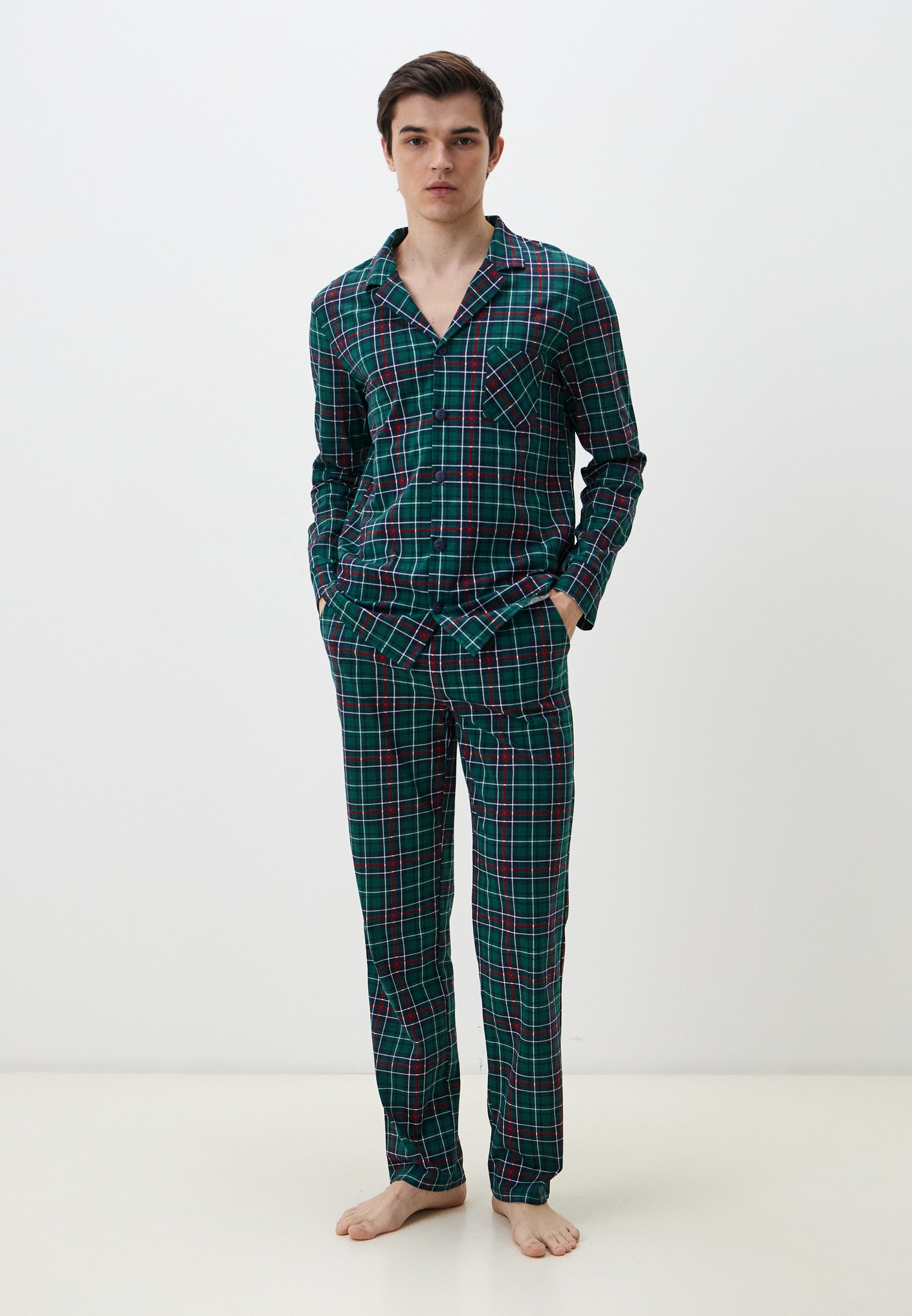 Пижама Cleo 1524/зеленый,клетка-48