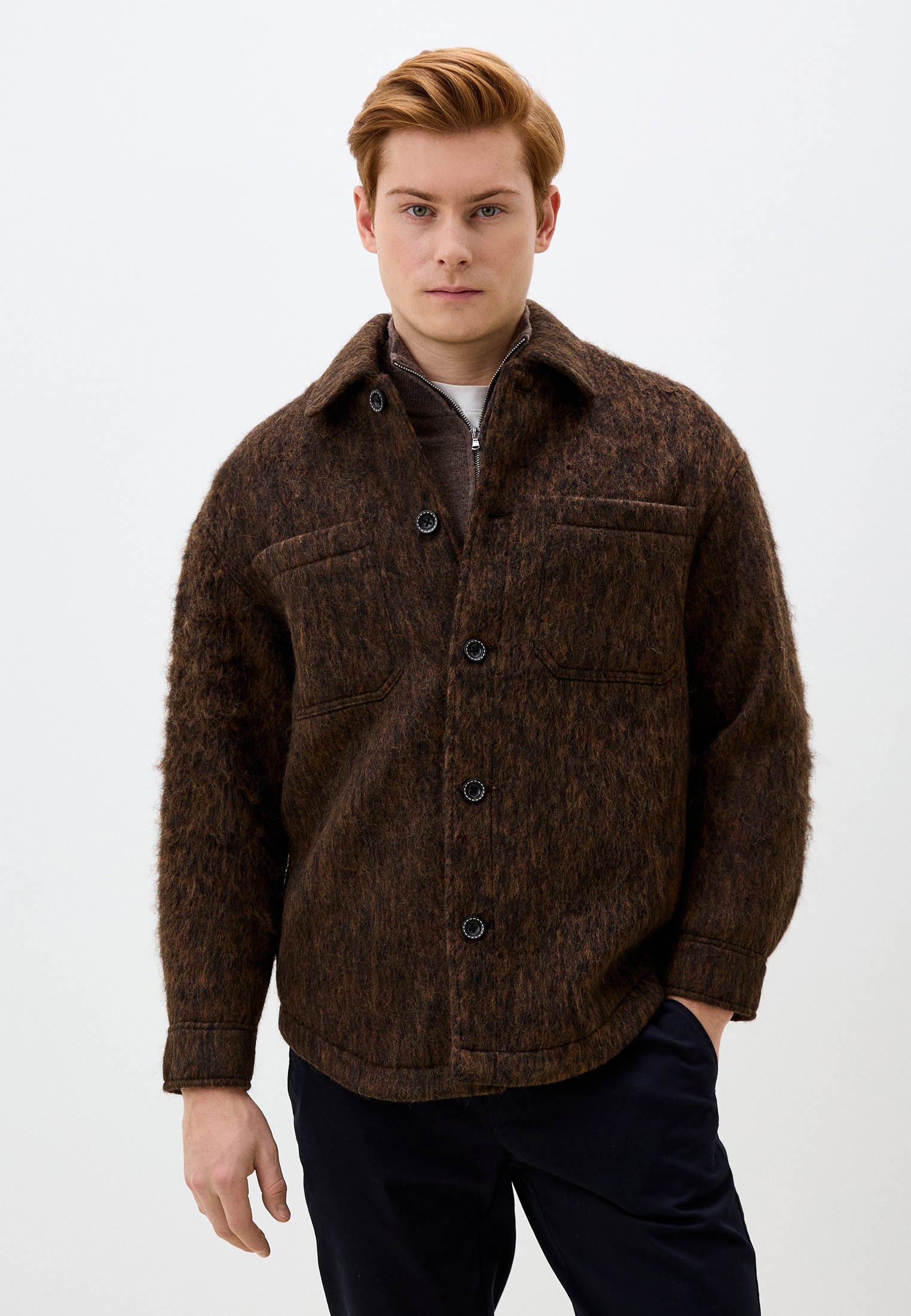 Мужские пальто F.G.Z. FG8880-brown-M