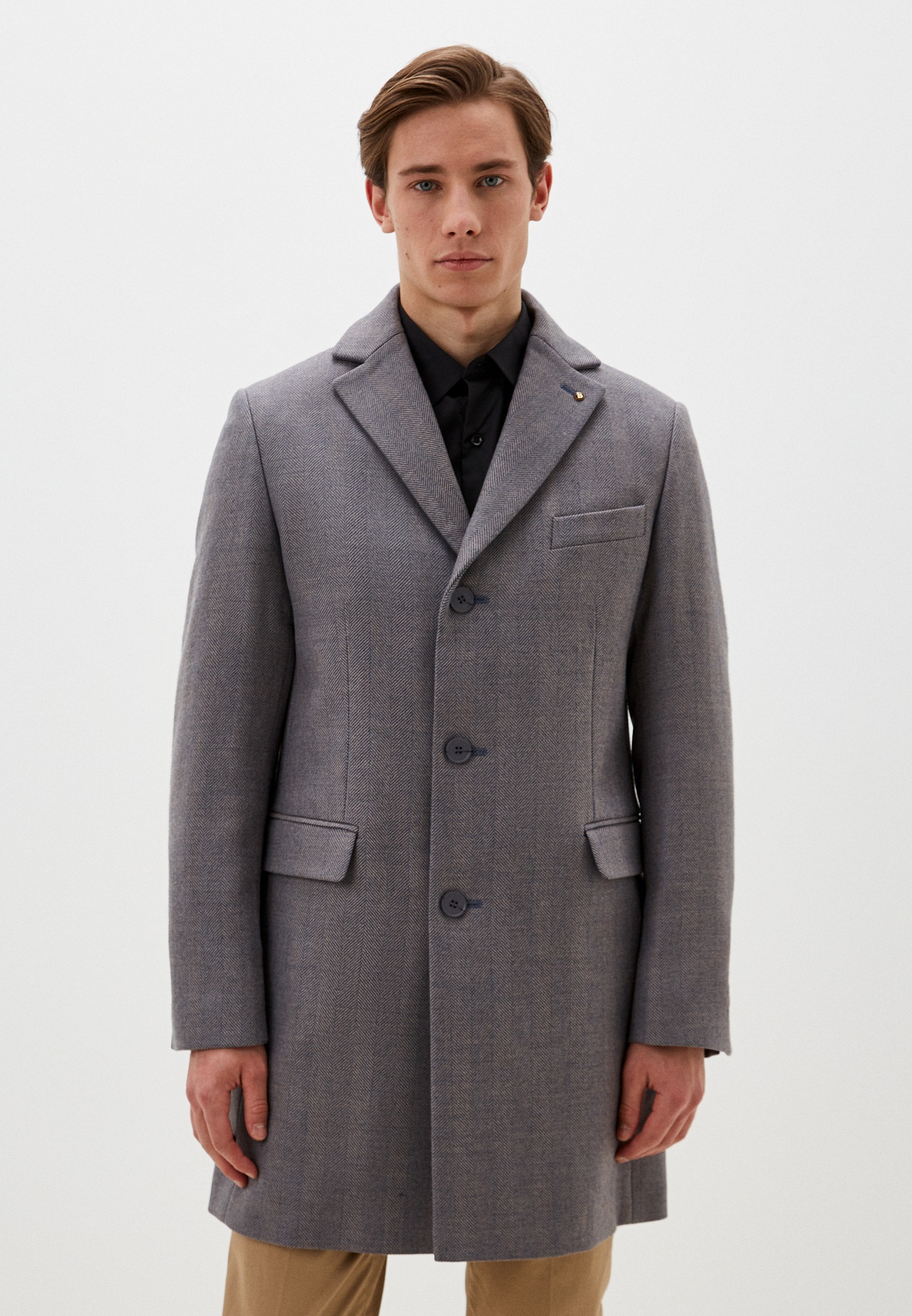 Мужские пальто BAZIONI 2053 MS BORGO BEIGE-BLUE/ Пальто