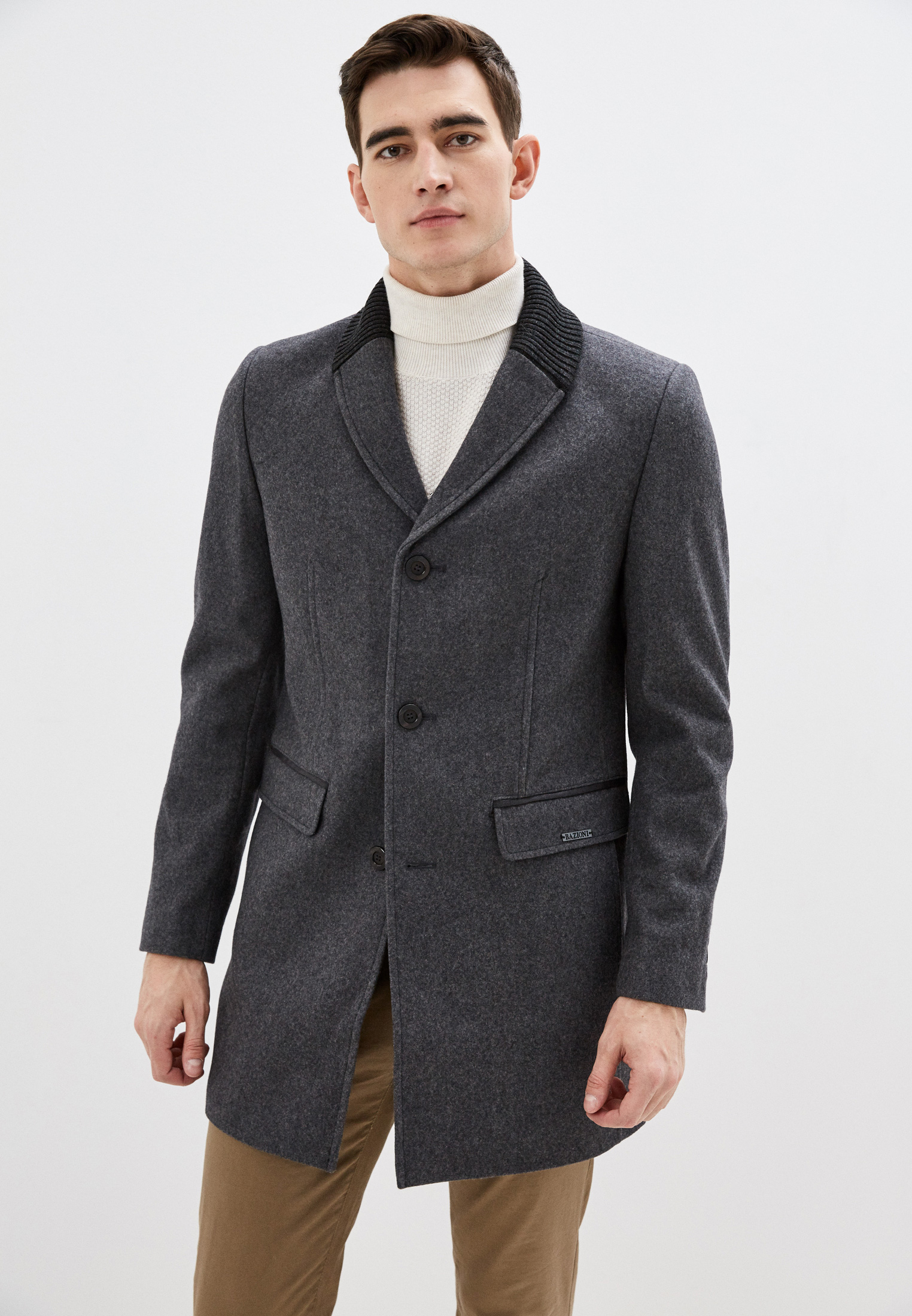 Мужские пальто BAZIONI 5033 M MELTON GREY/ Пальто 48/176