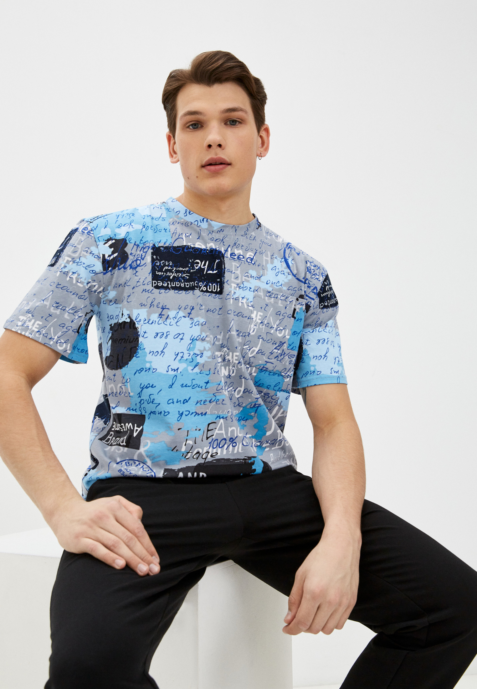 Футболка с коротким рукавом Naturel ND049-BLUE-STAMP-L