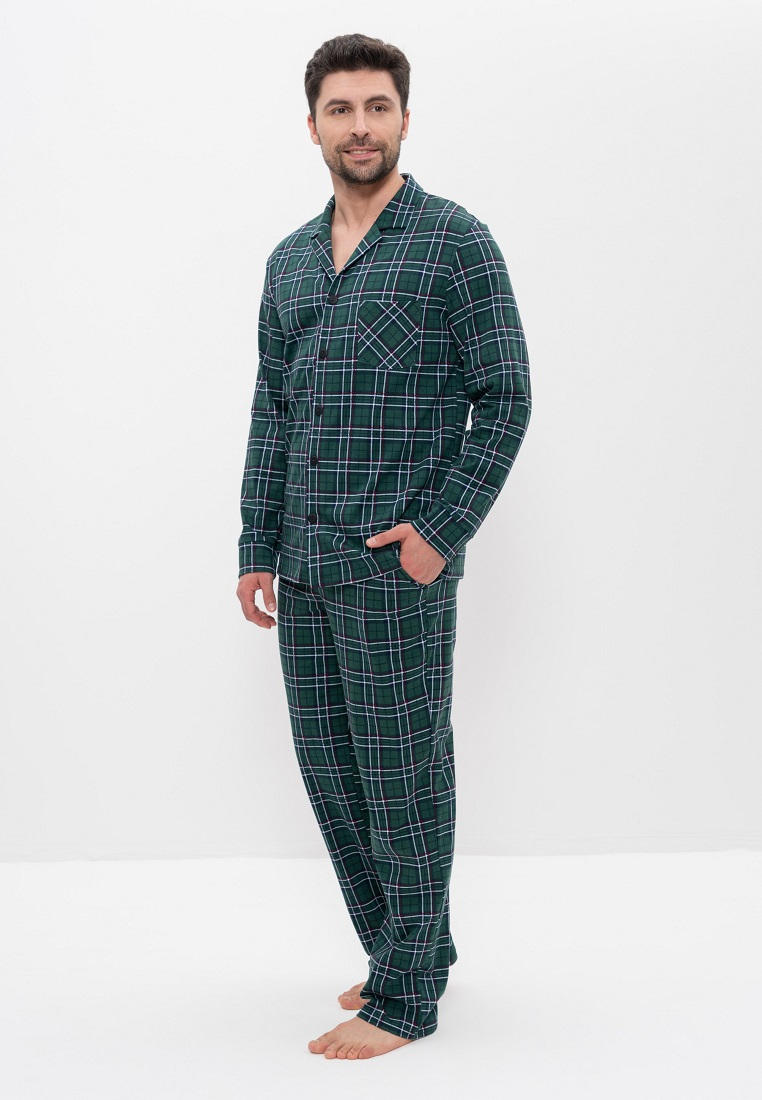 Пижама Cleo 980/зеленый,крупная клетка-48
