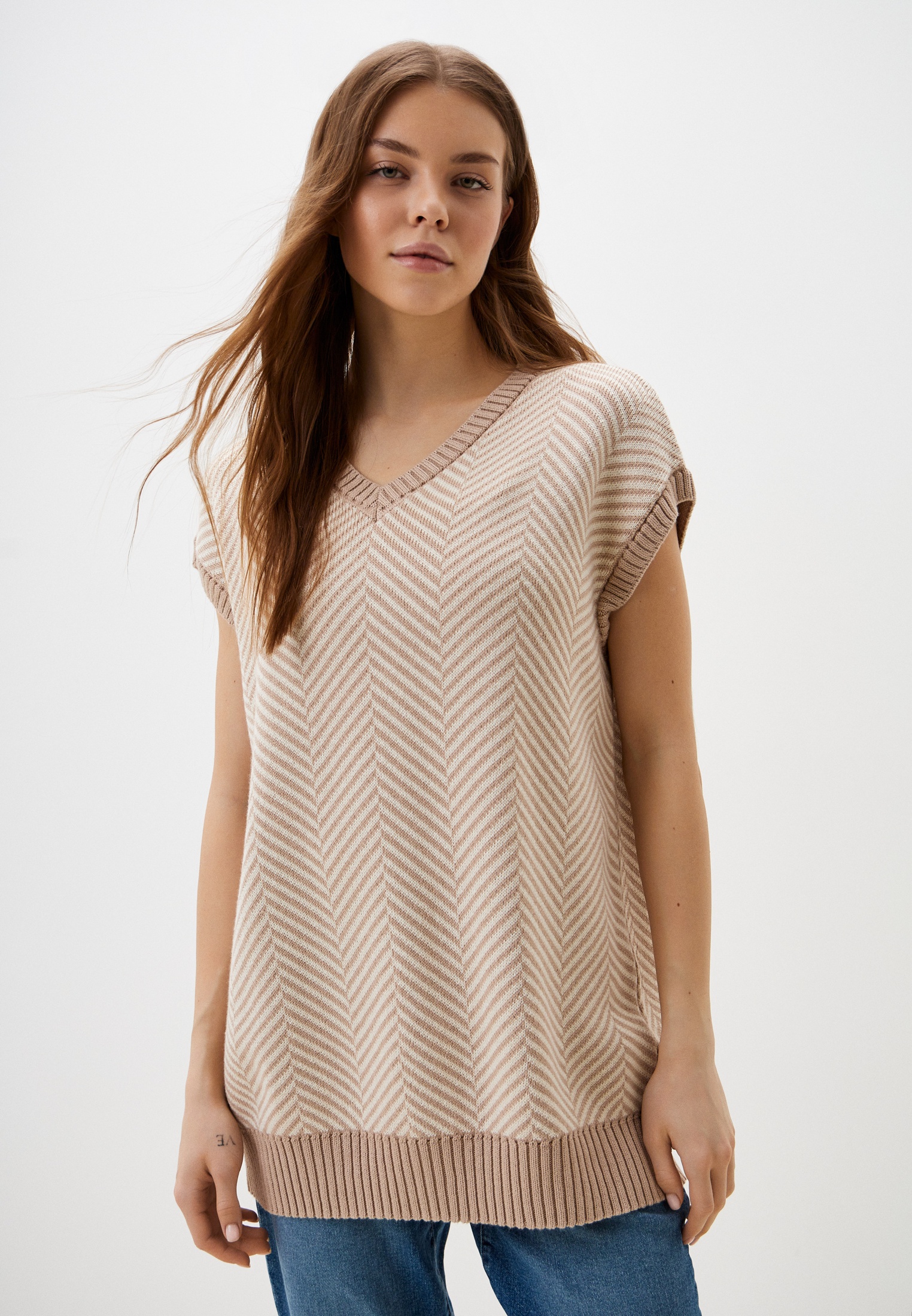 Жилет MaryTes МТ307Дбежевый-св.бежевый42-48