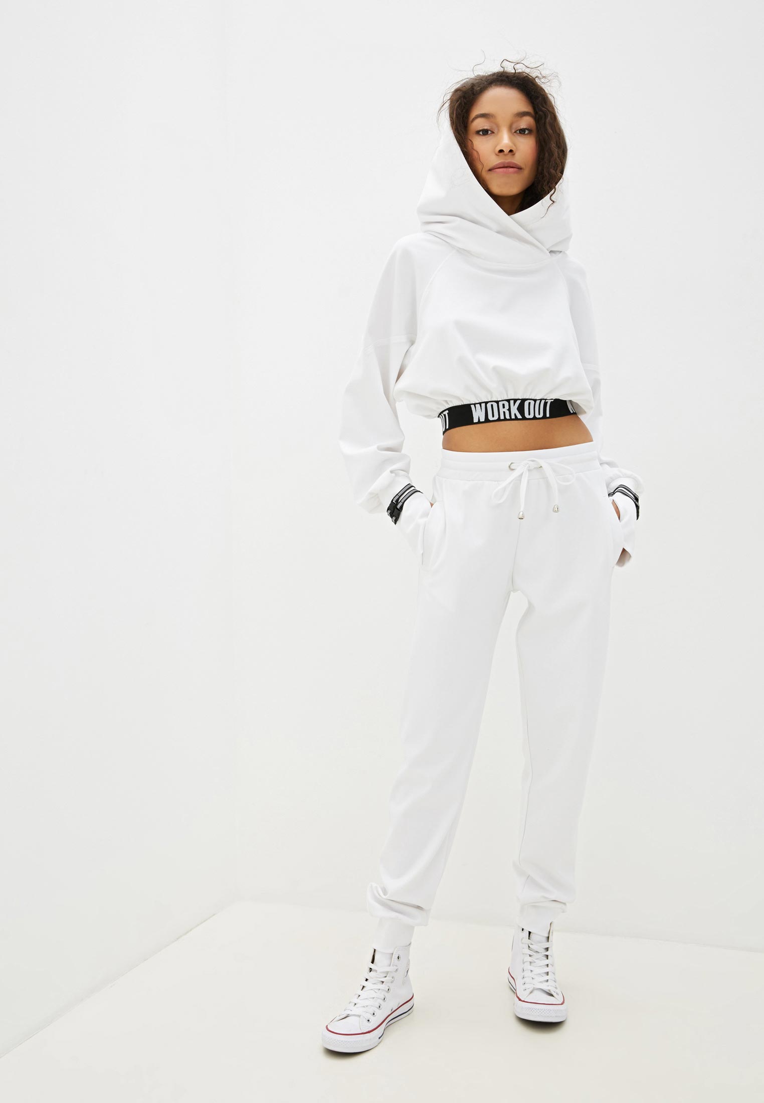 Спортивный костюм Malaeva Z-SS0881-1-L-M/белый-ч/S/M