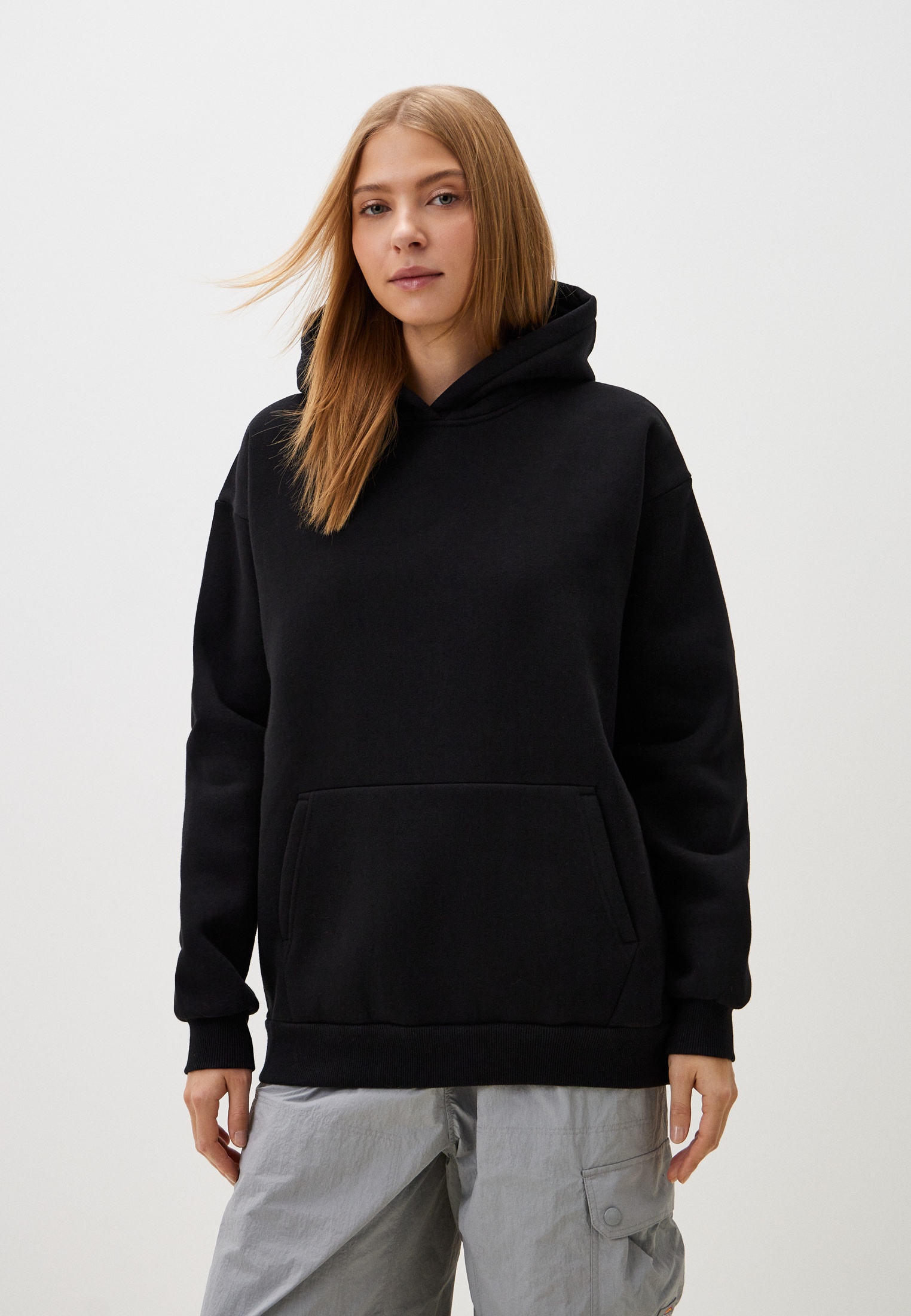 Женские худи Modjimoda Худи женское оверсайз ПРИНТ начес черный-XS