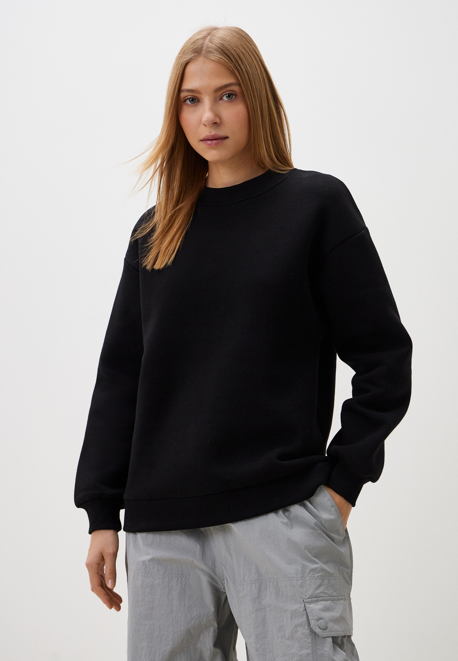 Женские свитшоты Modjimoda СВИТШОТ-ЖЕНСКИЙ-ОВЕРСАЙЗ-НАЧЕС-ЧЕРНЫЙ-XS