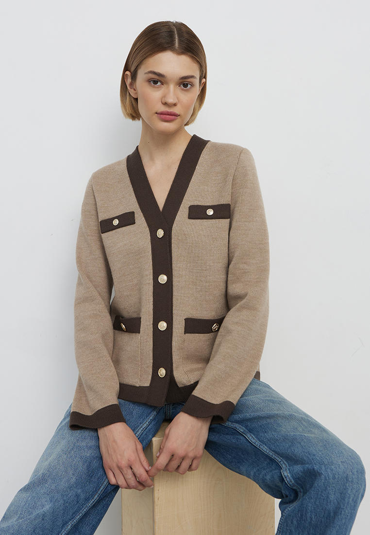 Кардиган 99Colorspace Гамма_кардиган/бежевый меланж/кофейный,40-42