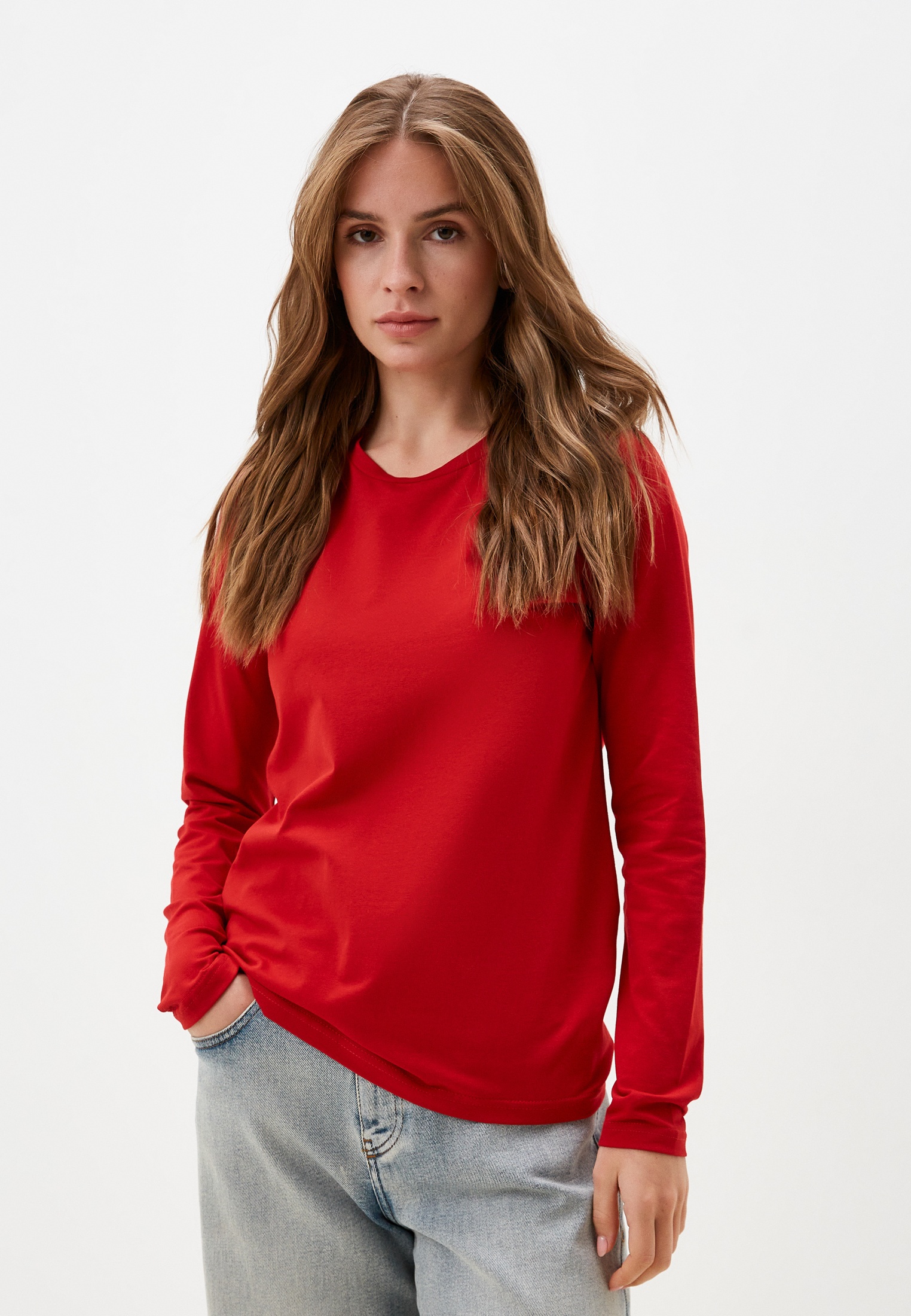 Футболка с длинным рукавом Vianfashion Лонг-класс-красный