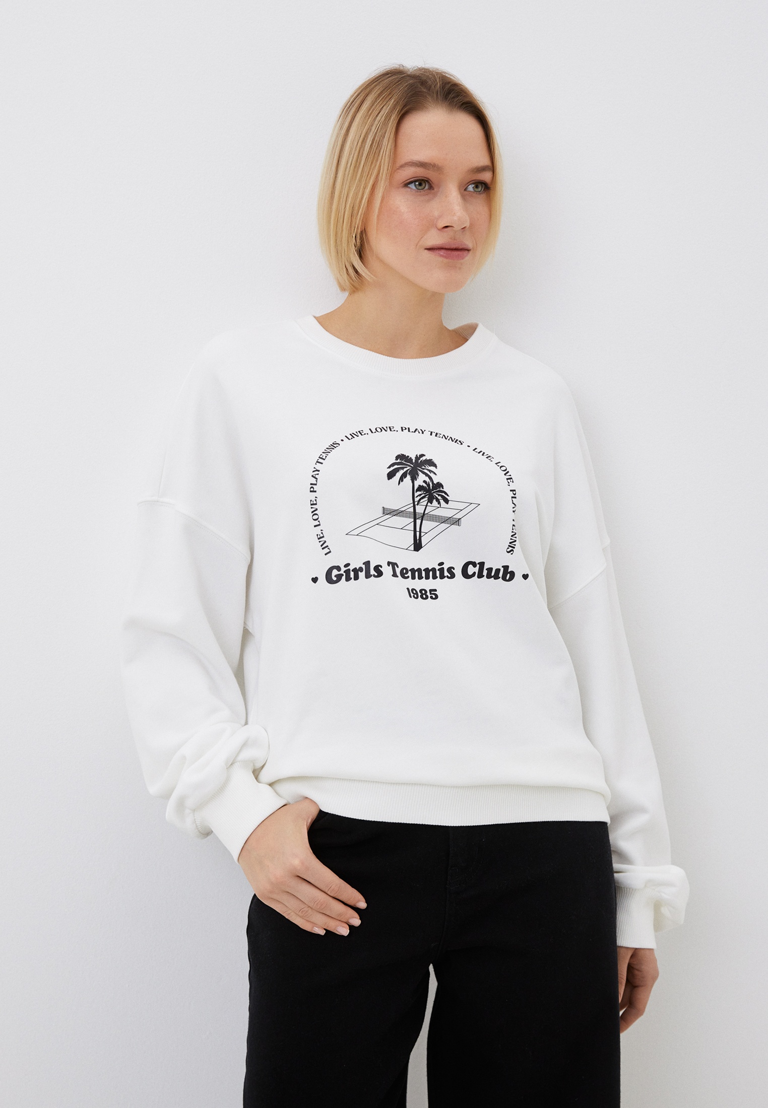 Женские свитшоты Comfy Home КХ-ФС-05-белый+черный-L