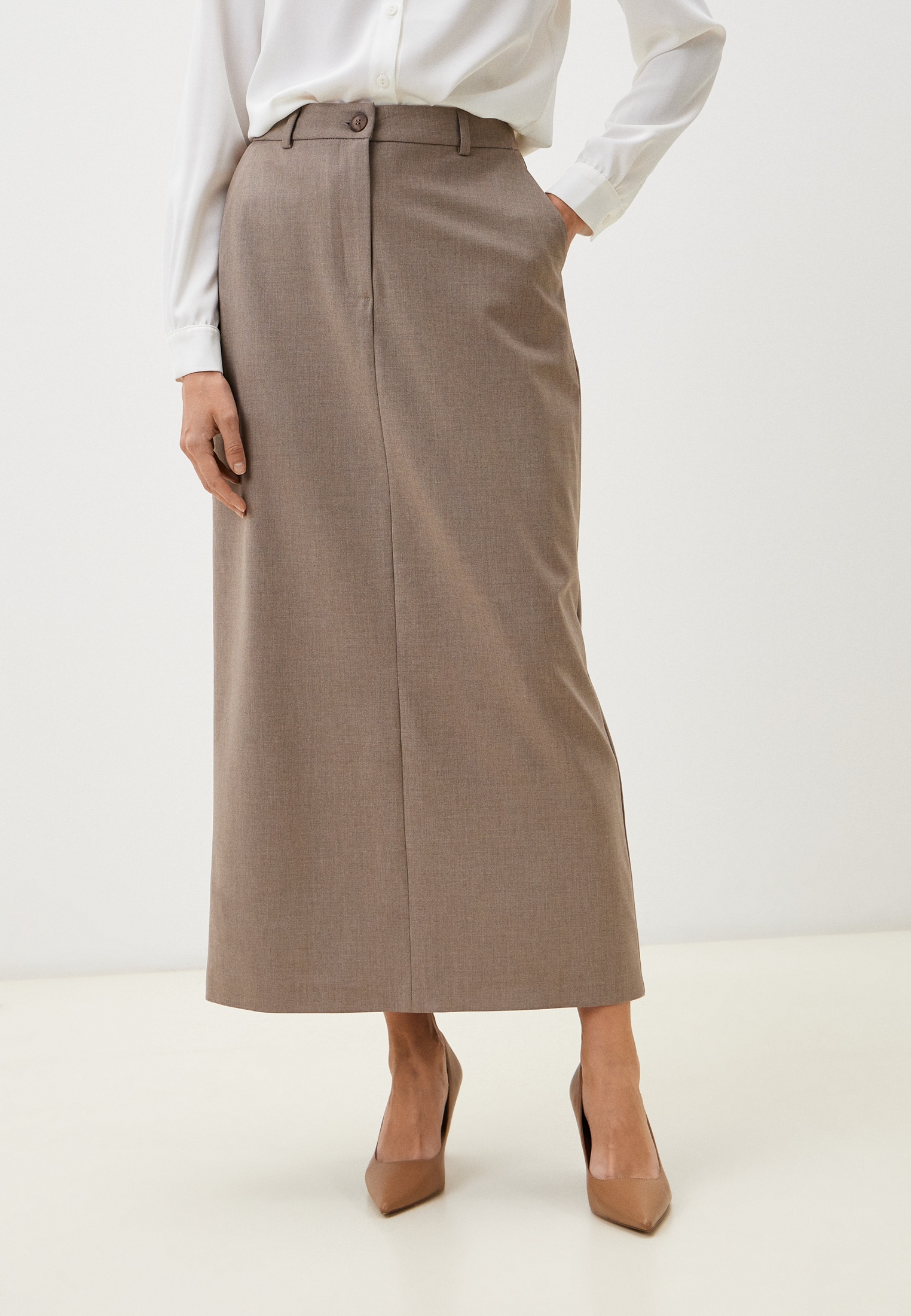 Прямая юбка Lusio LWSW-035007-СВЕТЛО-КОРИЧНЕВЫЙ