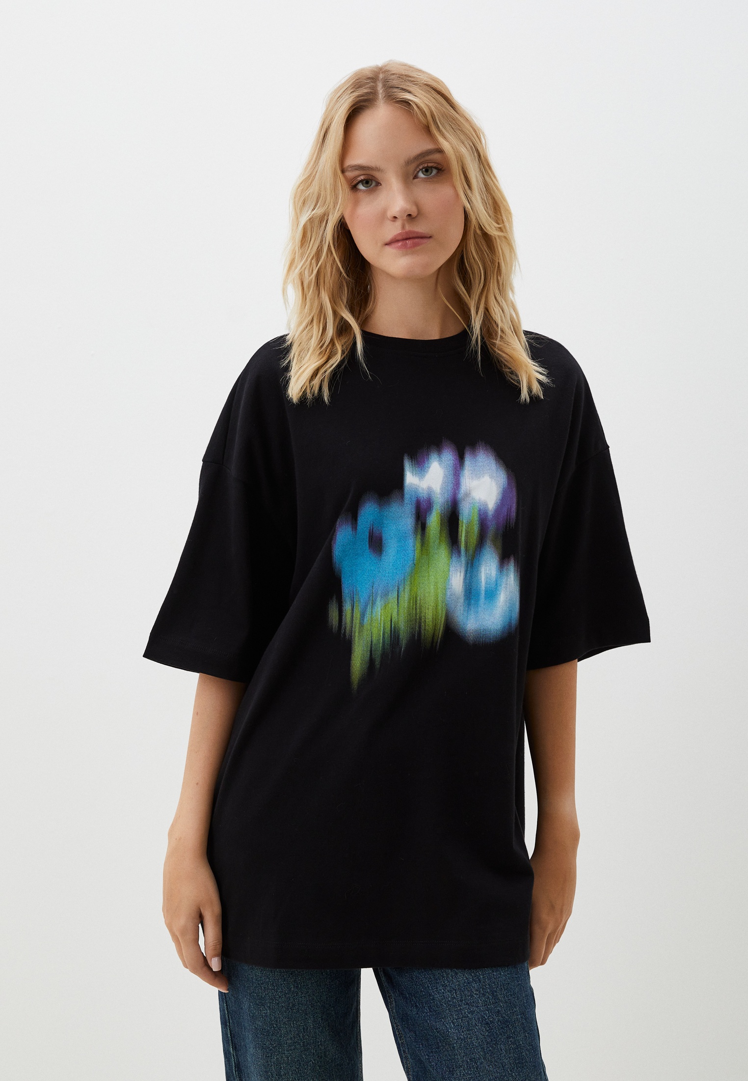 Футболка с коротким рукавом MARK FORMELLE 112953/24-26463П-0/черный печать2