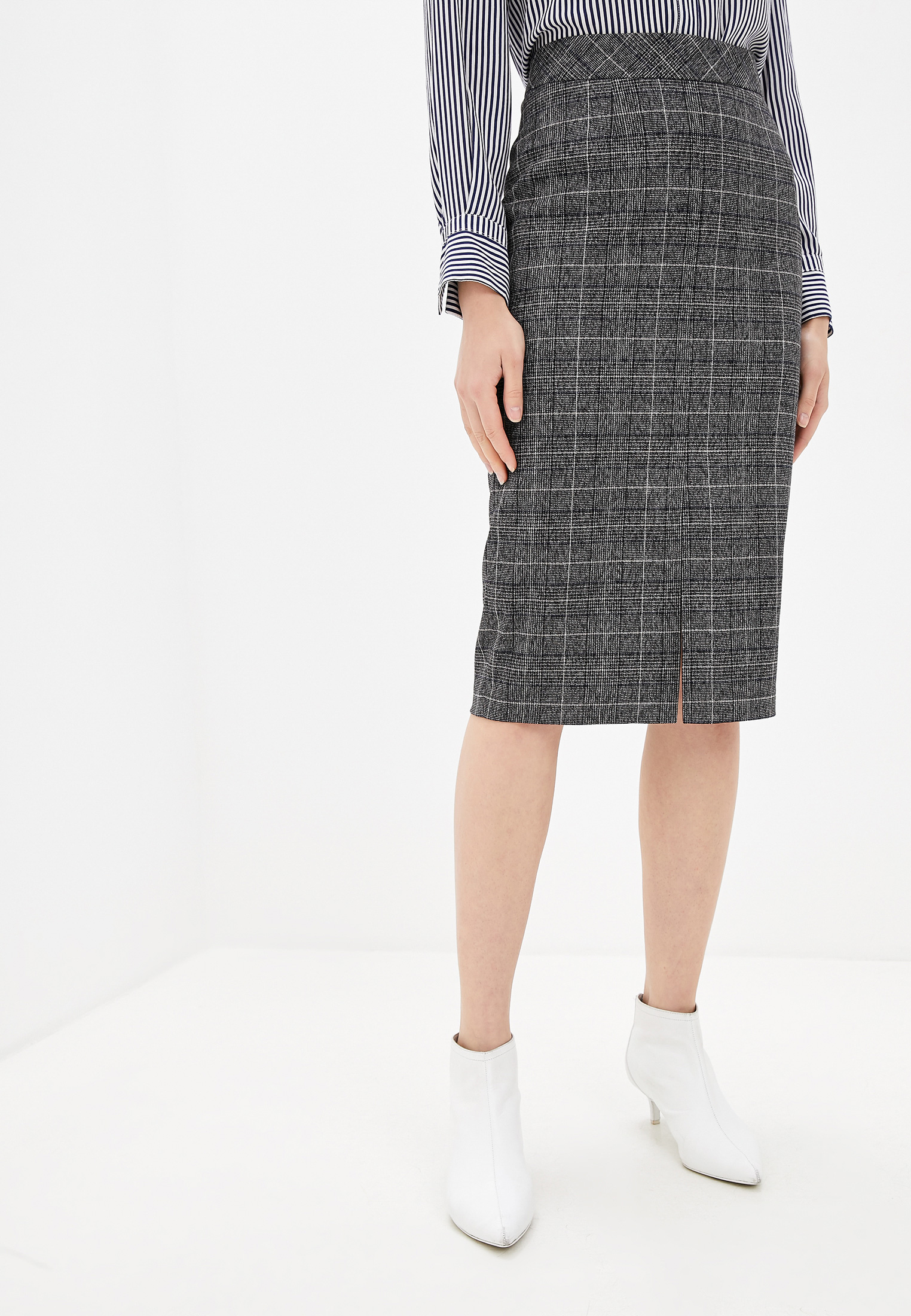 Узкая юбка shovsvaro 1046кл-1/антрацитовый/клетка-42