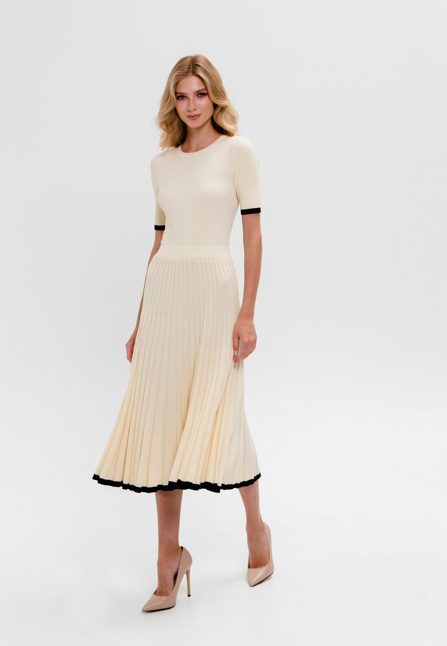 Вязаное платье Fors ТЕ142-бежевый-40