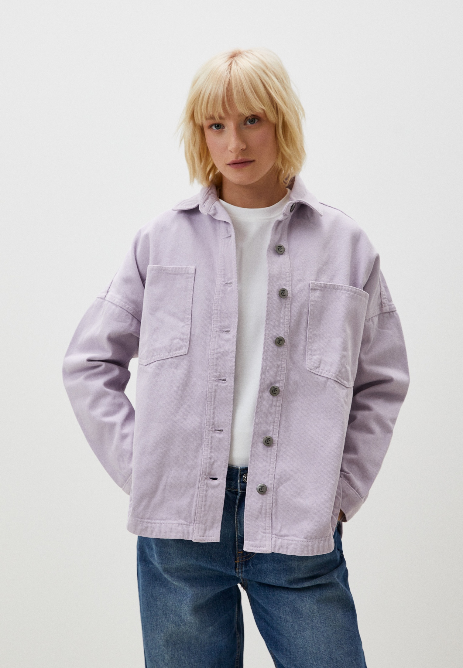Женские джинсовые рубашки Tagclo AW22WSH-1 лиловый L-XL
