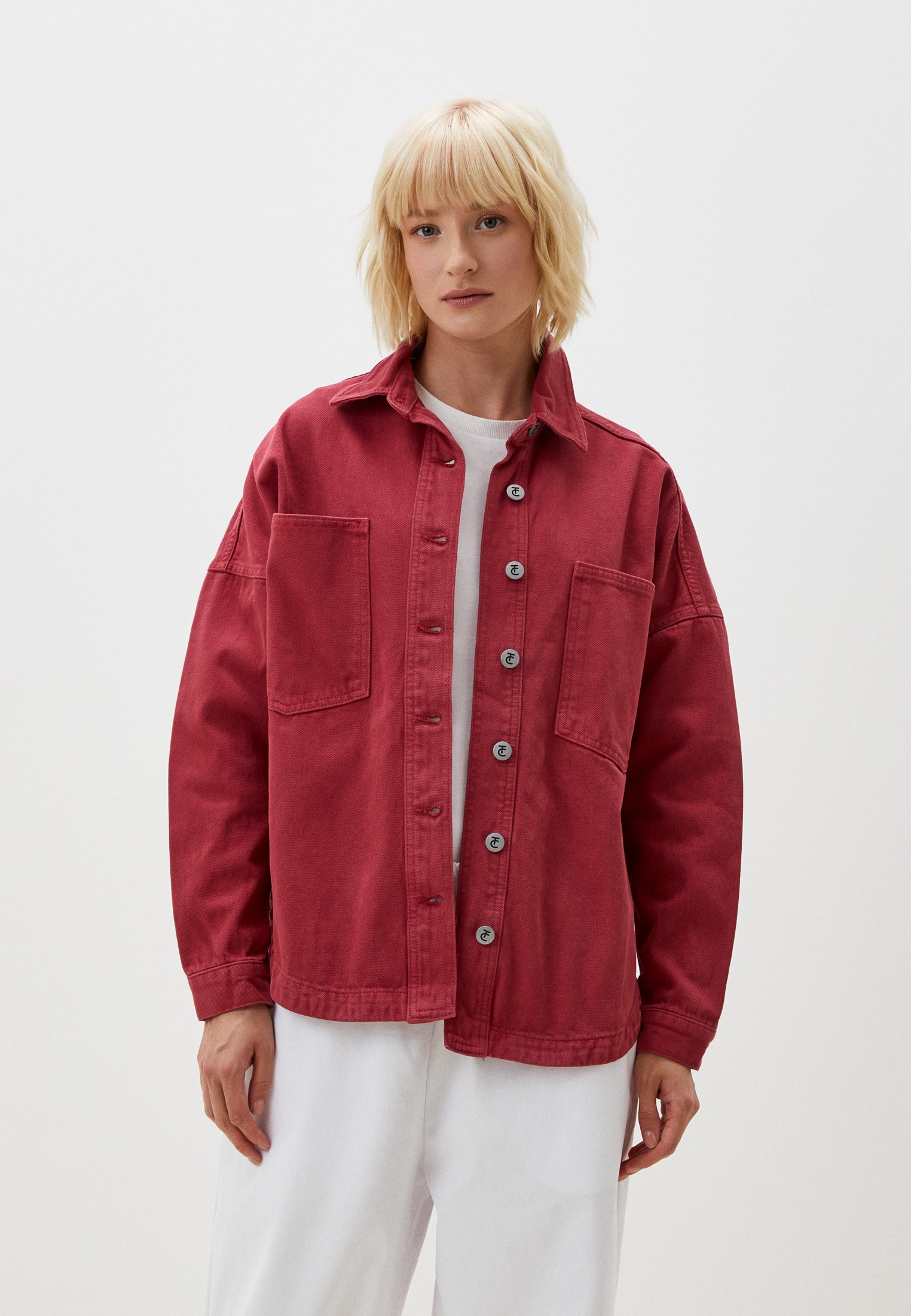 Женские джинсовые рубашки Tagclo AW22WSH-1 красный L-XL