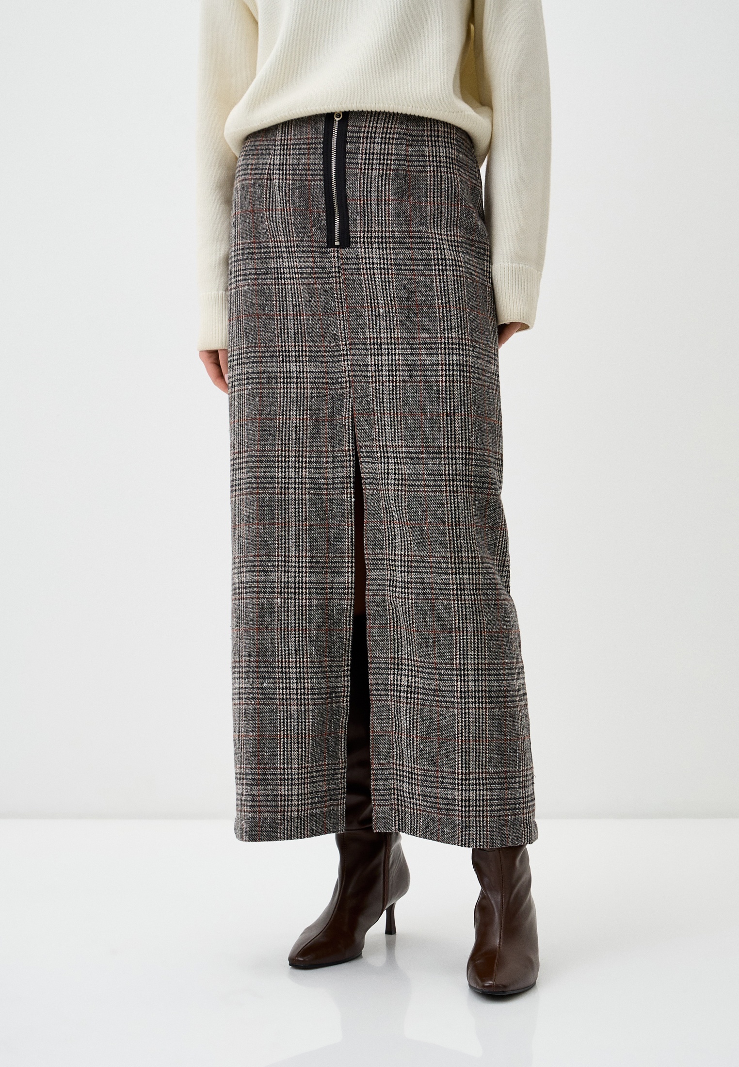 Прямая юбка Onze 086/110023/серый/