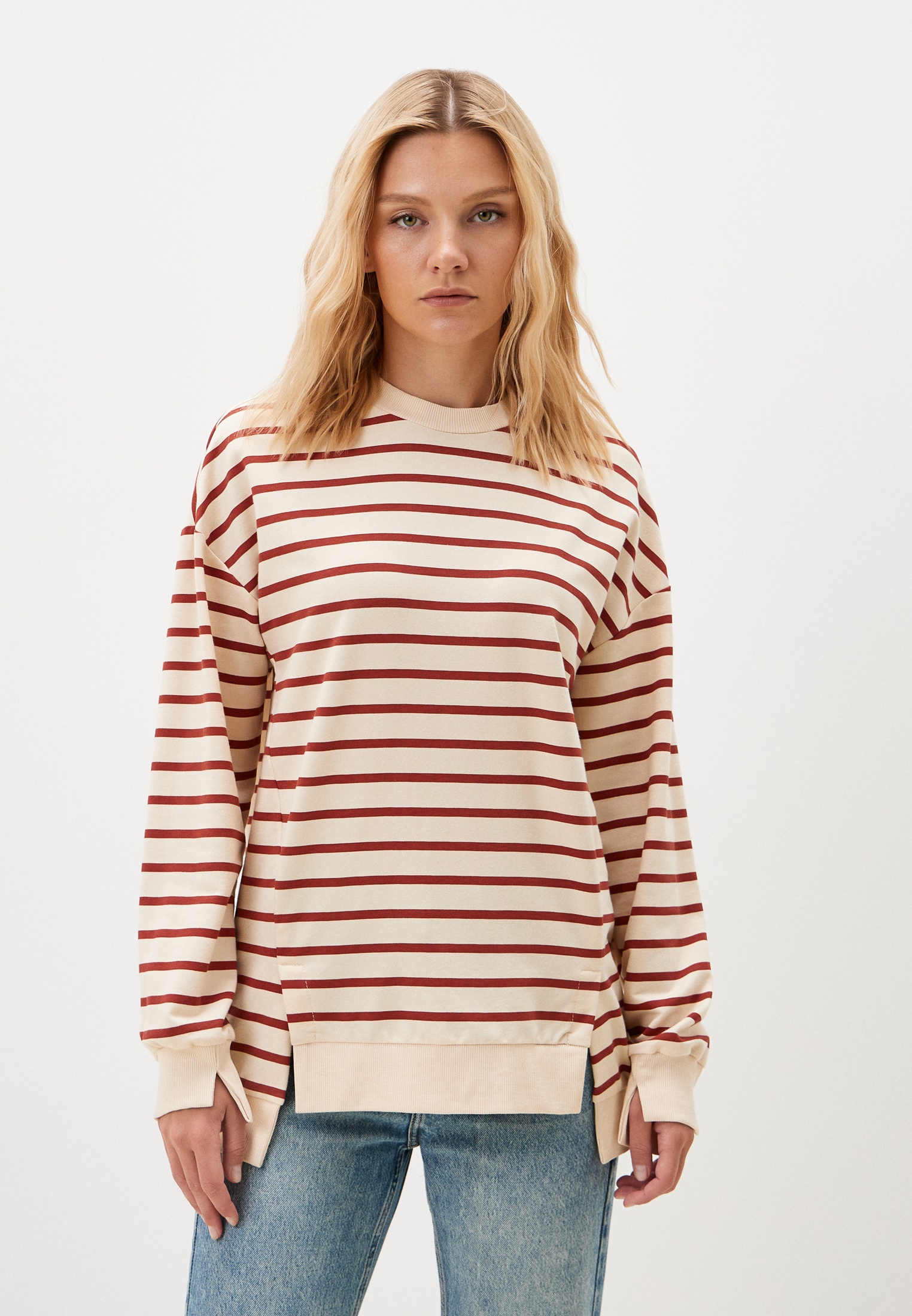 Женские свитшоты Baon (Баон) B1124511-CANNOLI-BURNT SIENNA STRIPED