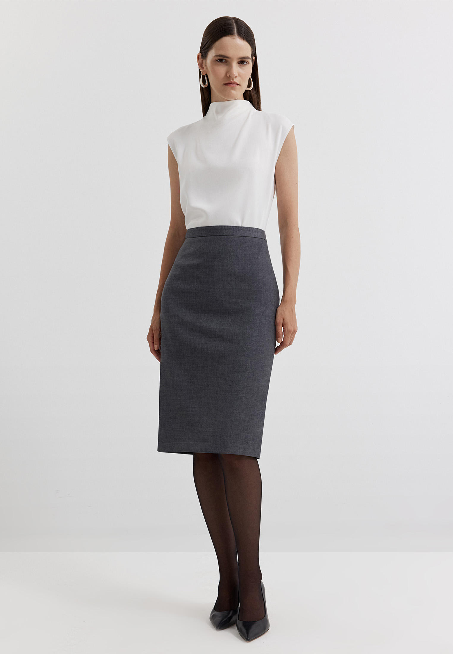 Прямая юбка Charuel 408460138_Темно-серый-42