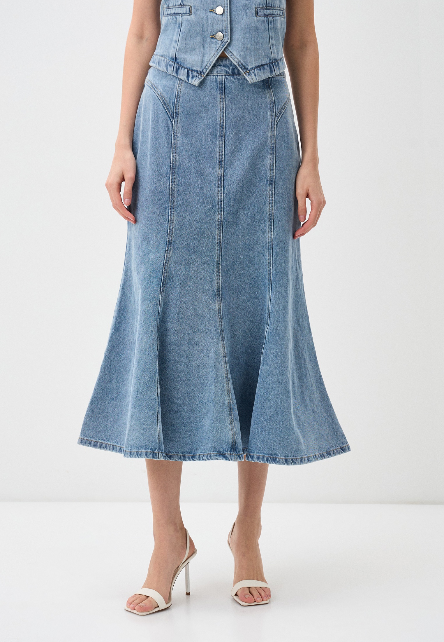 Широкая юбка Baon (Баон) B4725010-BLUE DENIM
