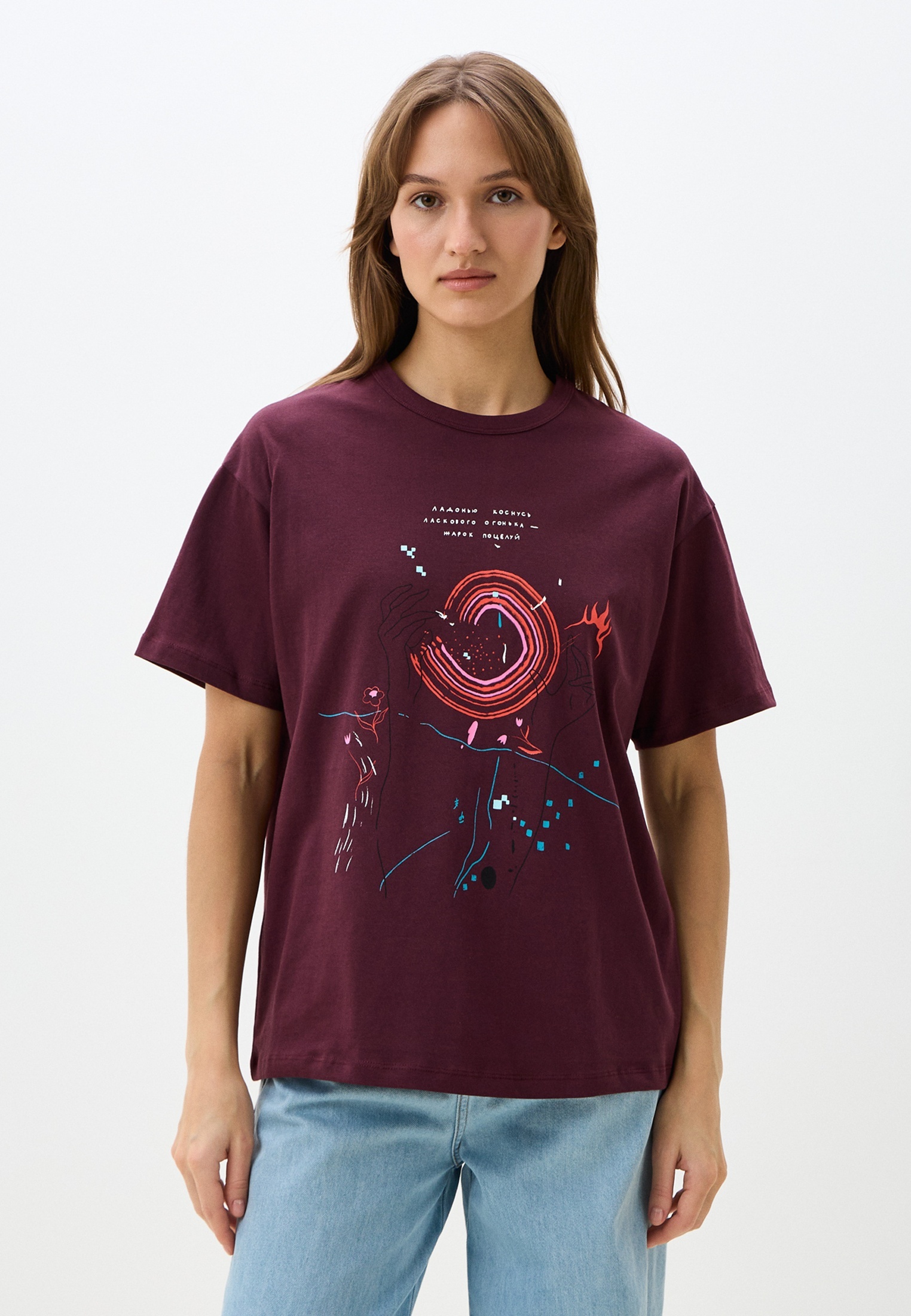 Футболка с коротким рукавом MARK FORMELLE 112934/24-32176П-0/винный печать