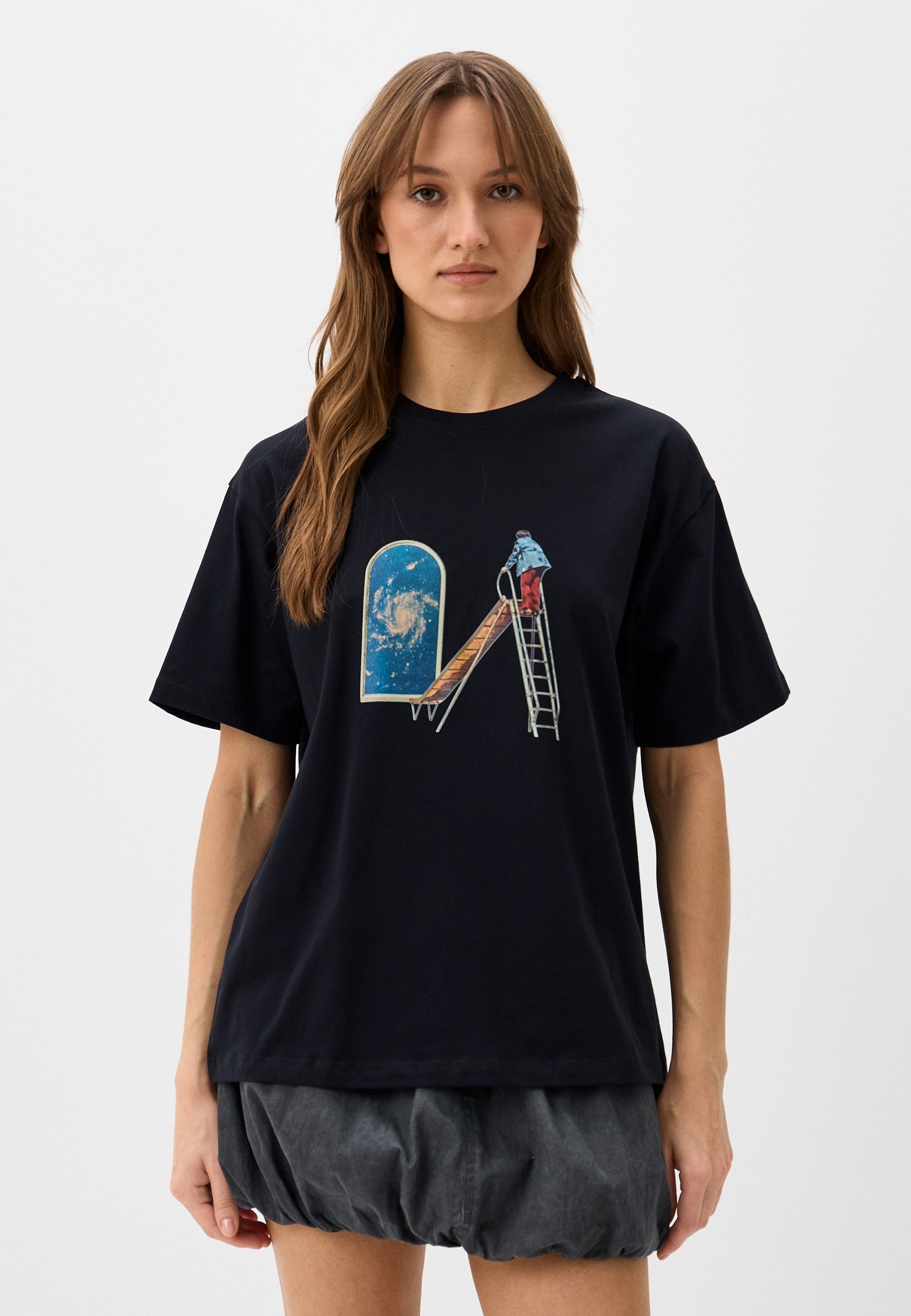 Футболка с коротким рукавом MARK FORMELLE 112678/24-28199П-0/черный печать13