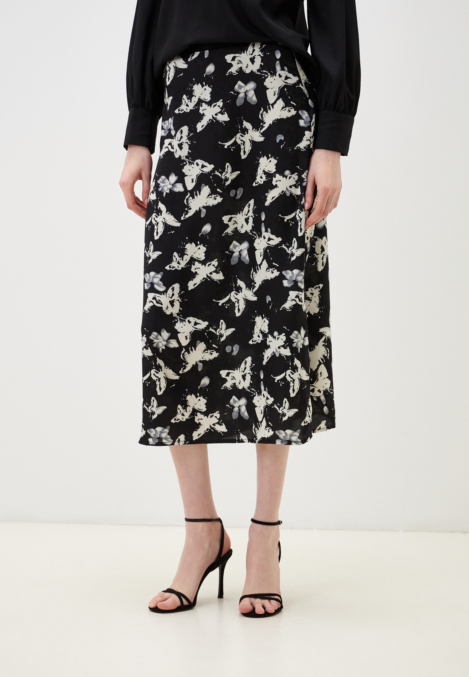 Широкая юбка Baon (Баон) B4725005-BLACK PRINTED