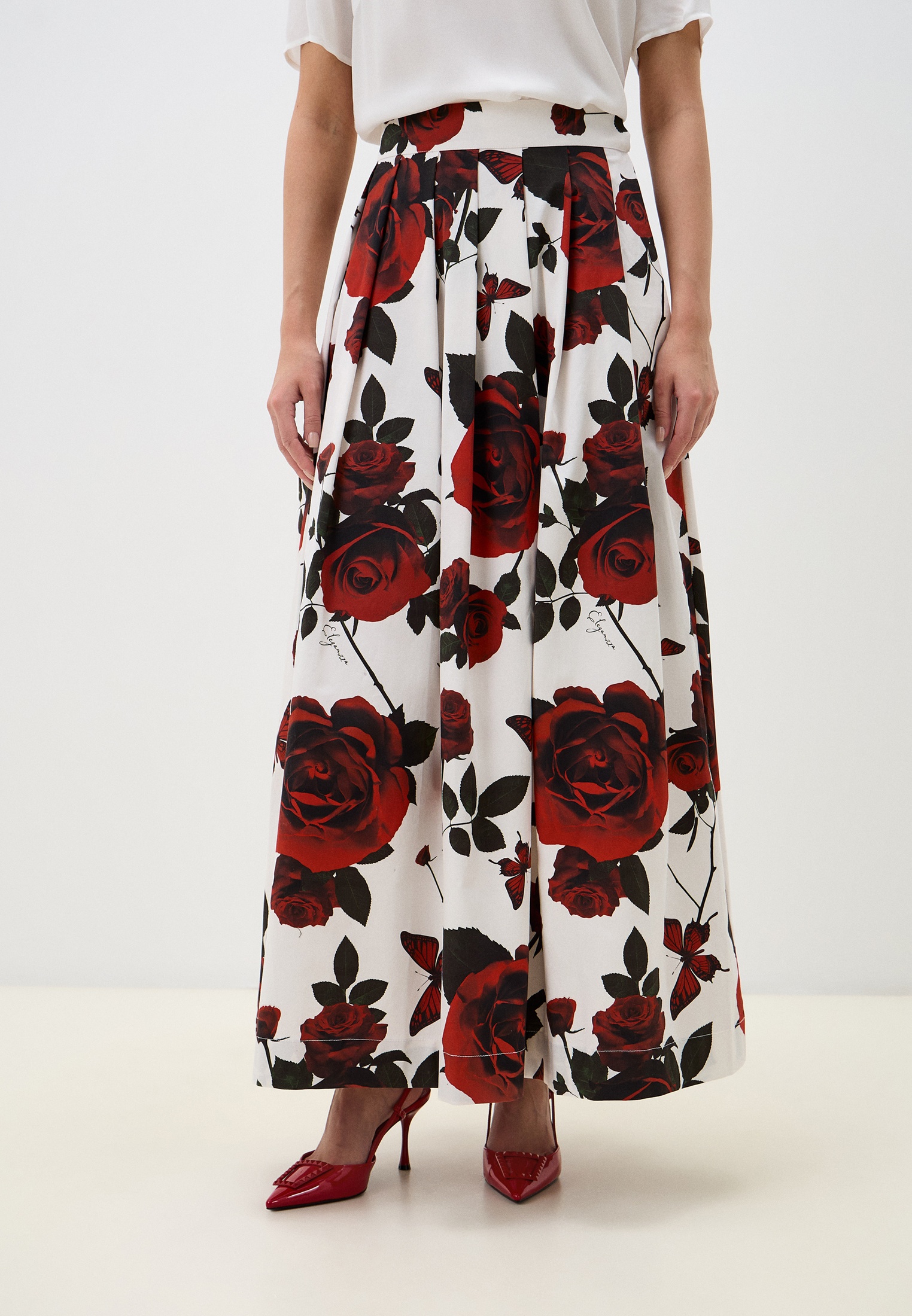 Широкая юбка Eleganzza 12521-38048-white-red