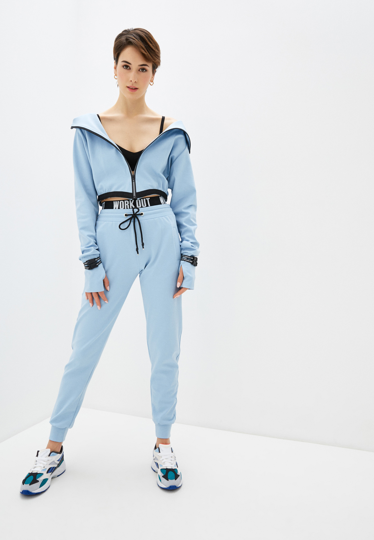 Спортивный костюм Malaeva Z-SS0011-L-M/голубой-ч/M/L