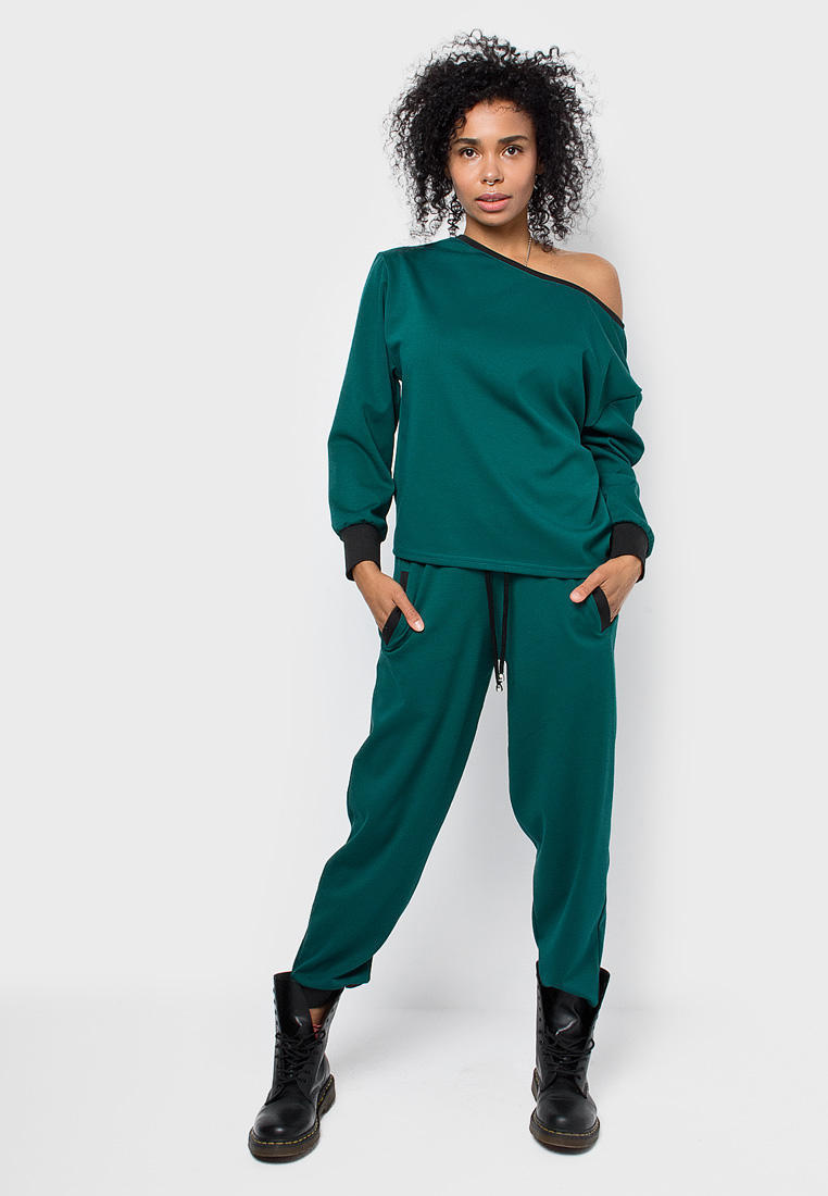 Спортивный костюм Malaeva Z-SS014-15-M/темно-зеленый-ч/M/L