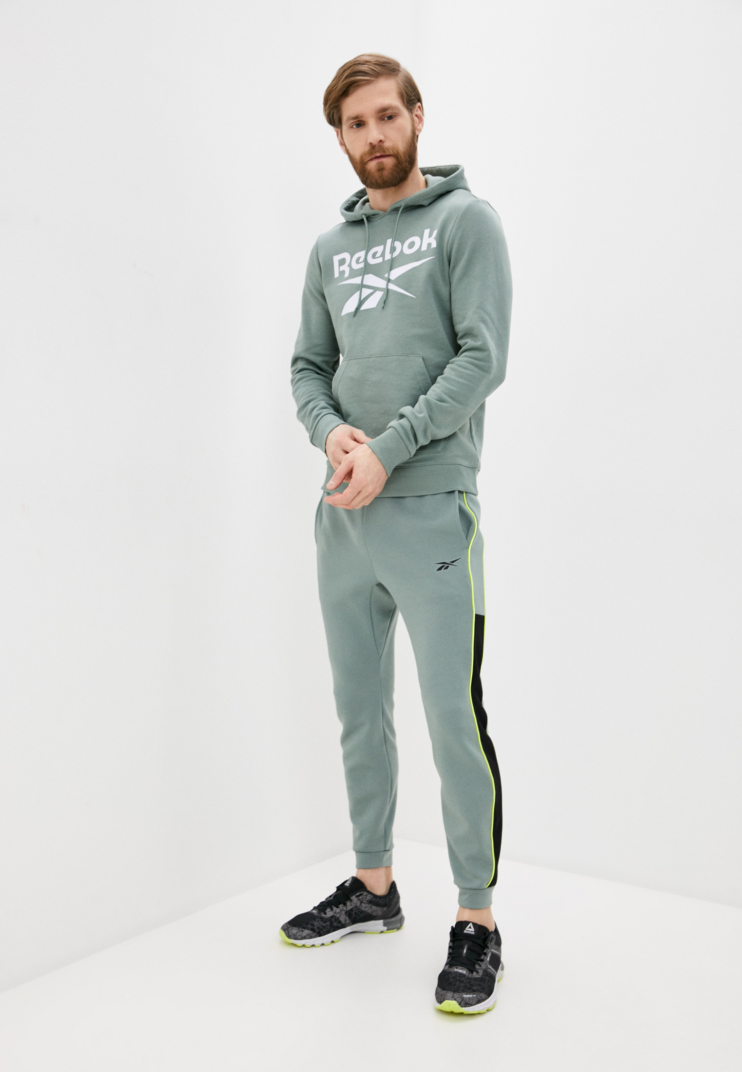 Толстовка мужская Reebok (Рибок) GI8507 цвет зеленый купить за 3989 руб.