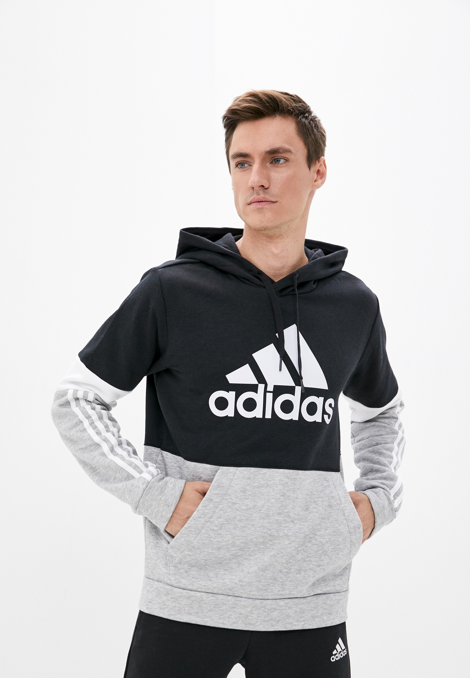 adidas Essentials Fleece Colorblock Sweatshirt - Black | adidas US