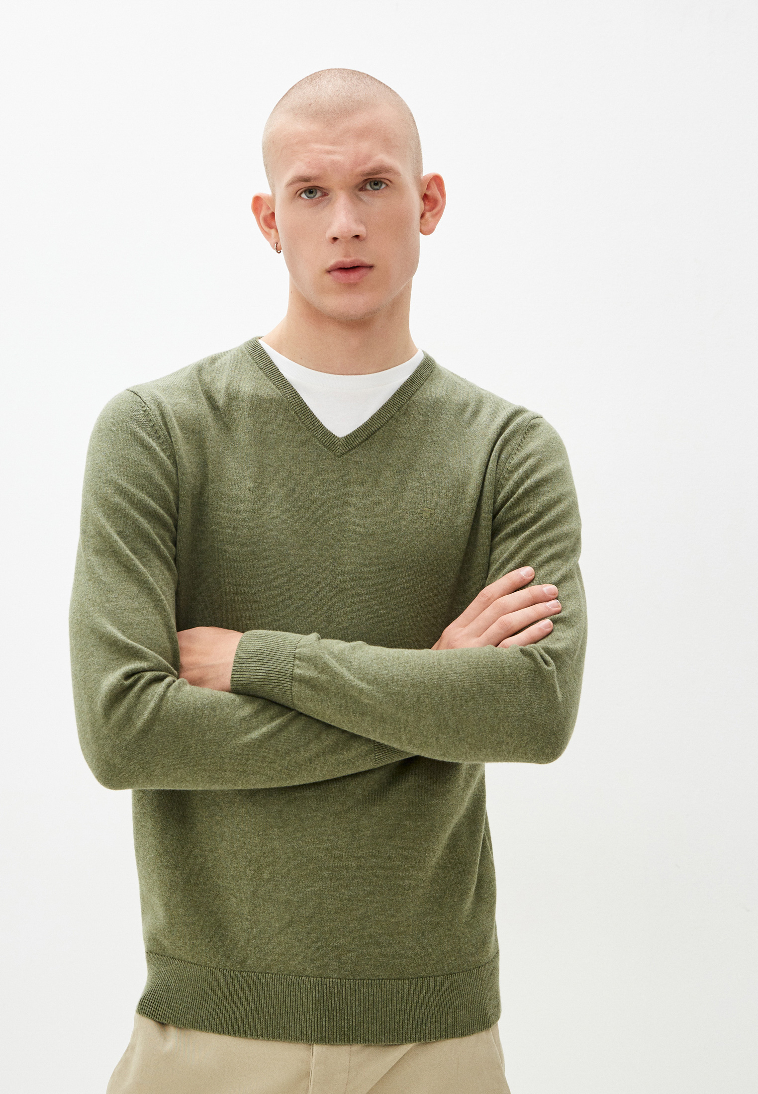 Пуловер мужской Tom Tailor (Том Тейлор) 1027300 цвет хаки купить за 2210  руб.
