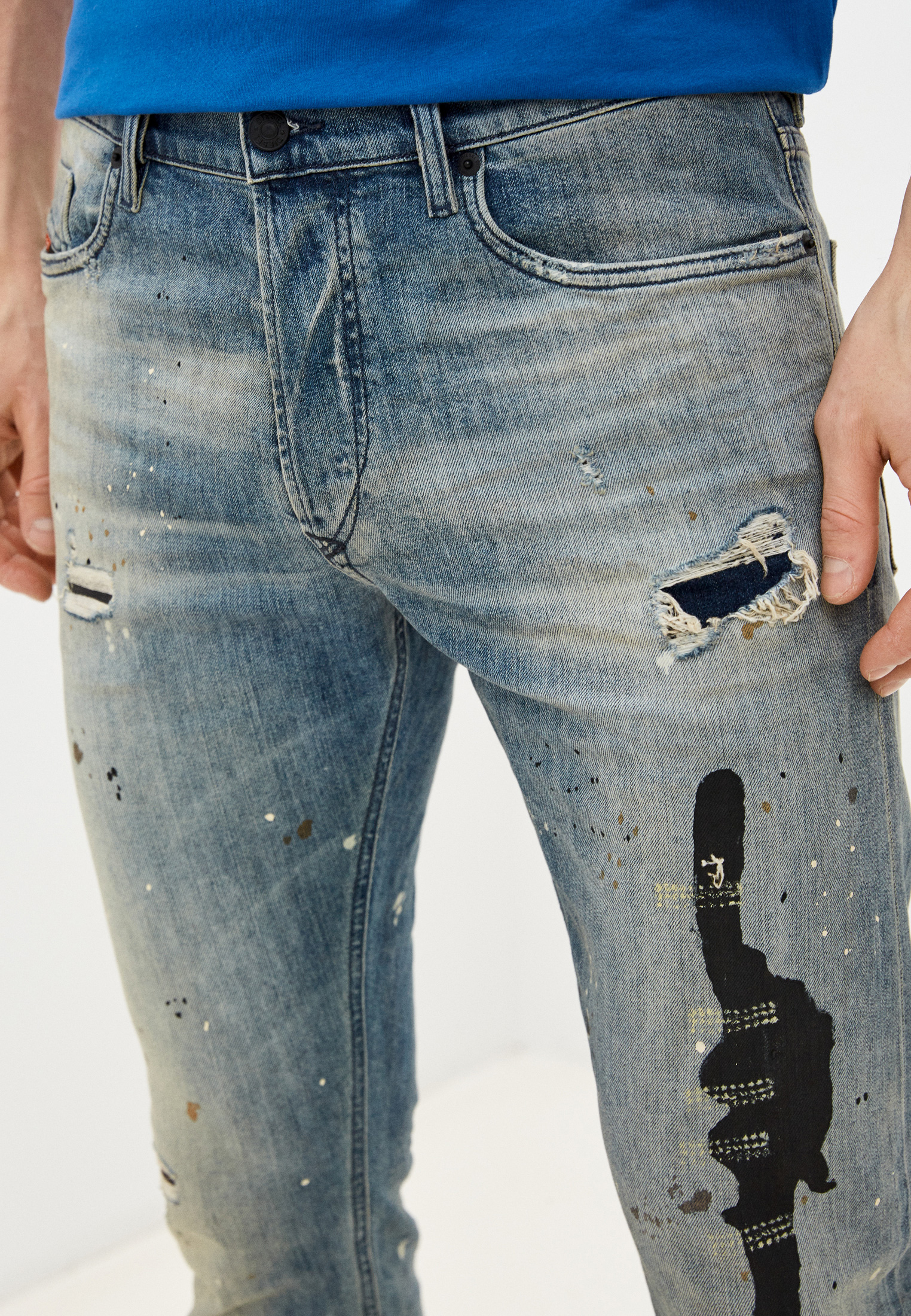 Мужские зауженные джинсы Diesel (Дизель) 00SWID0097M: изображение 4