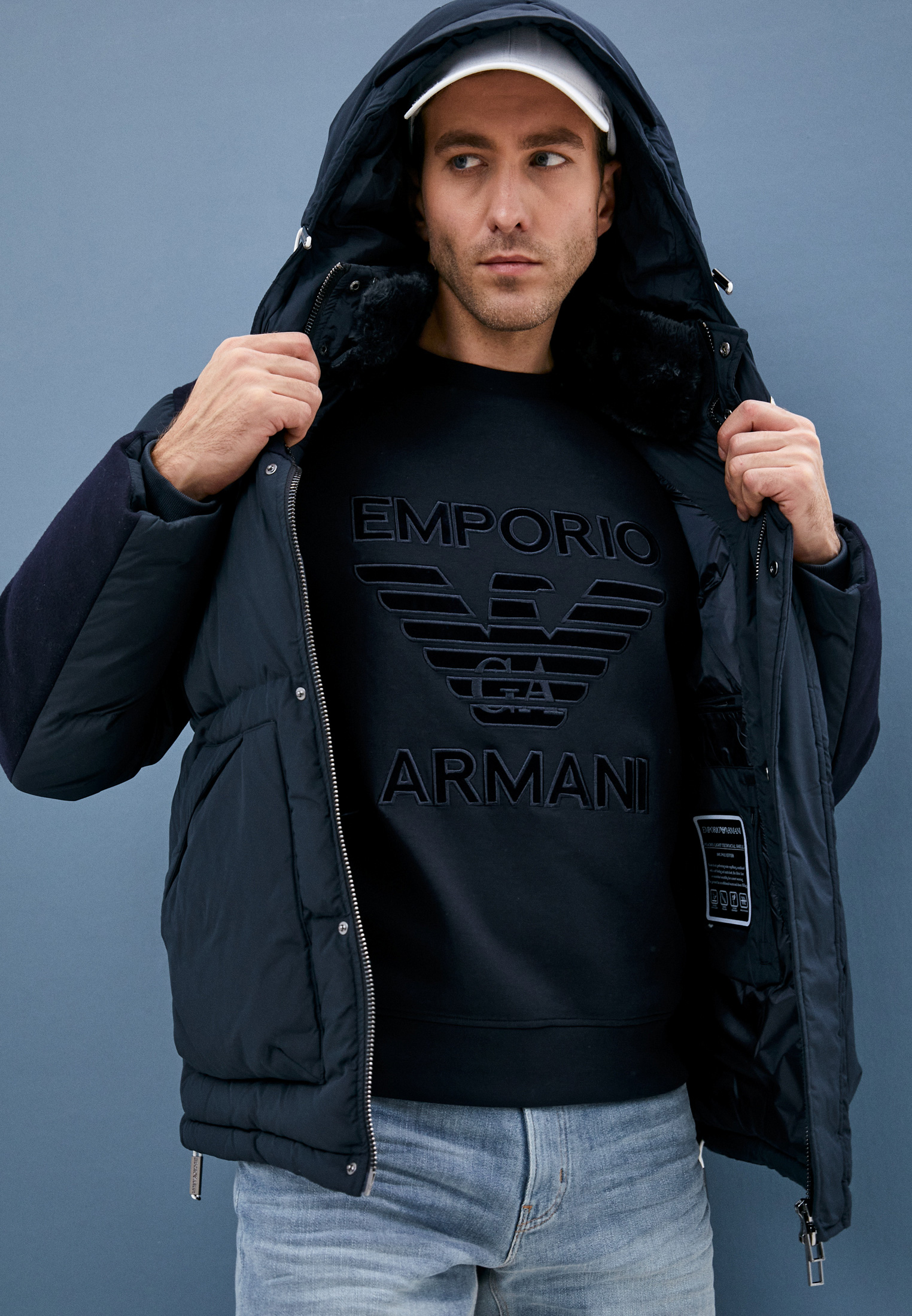 Пуховик Emporio Armani (Эмпорио Армани) 6K1B83 1NWXZ (Цвет: Синий ...