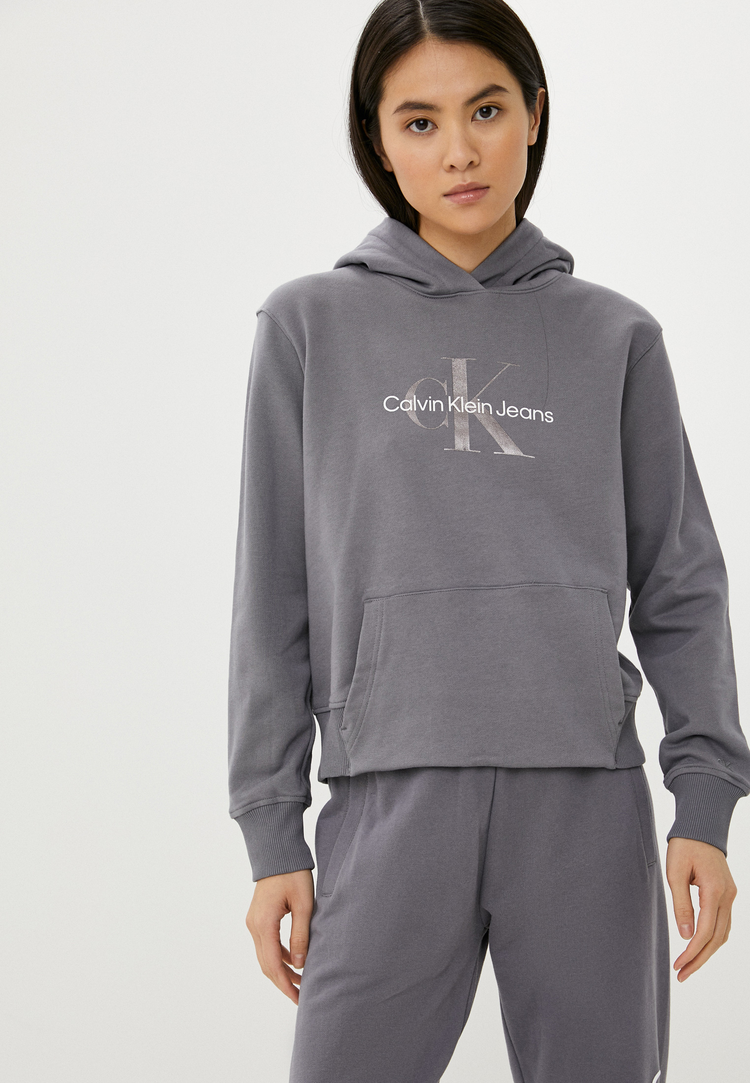 Женские худи Calvin Klein Jeans J20J217784 цвет серый купить за 13699 руб.