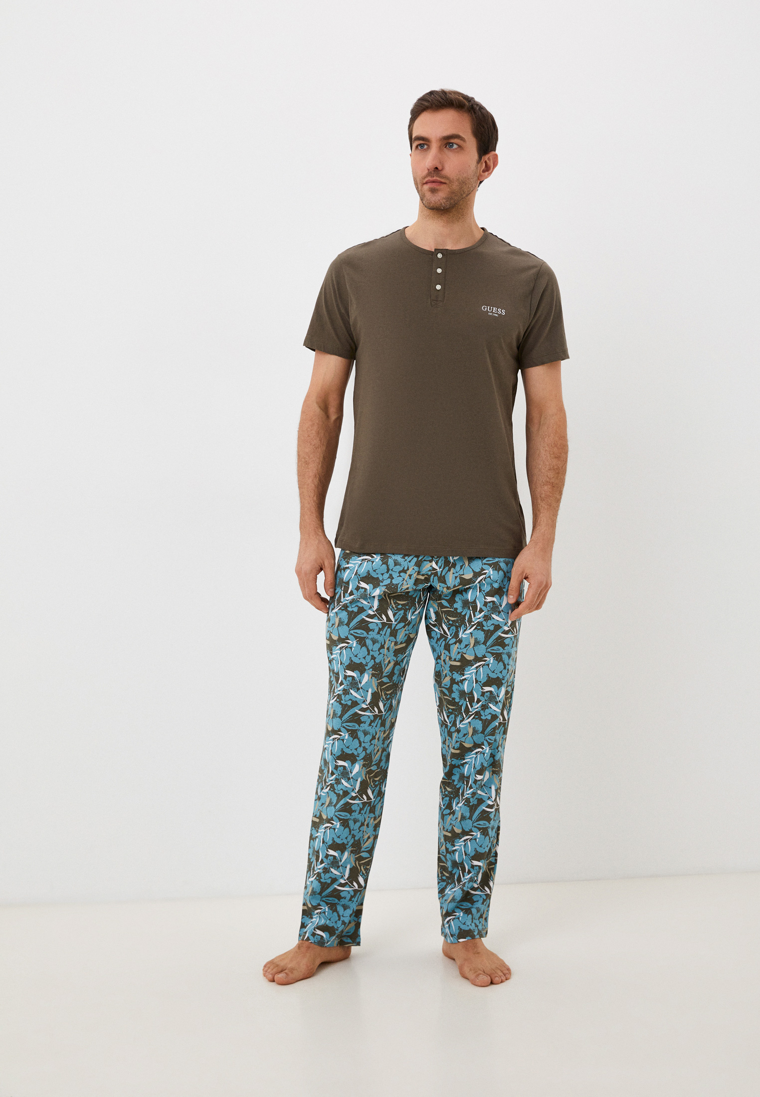 Пижама мужская Guess (Гесс) U2GX00JR018 цвет комбинированный, хаки ...